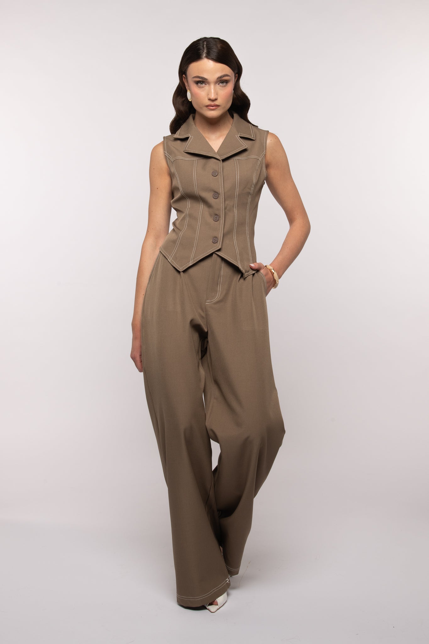 Coordinato ‘GILET AVVITATO+PANTALONE’ Fango