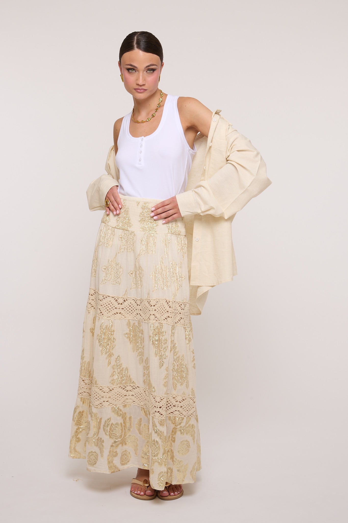 Gonna ‘100% COTONE’ Indiano Beige