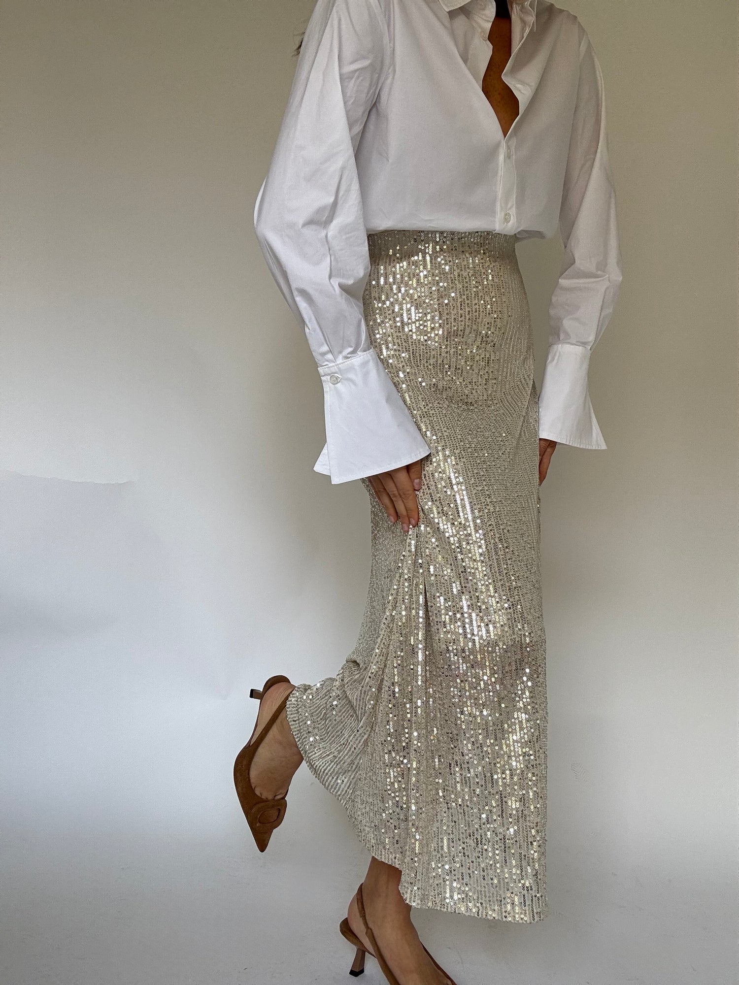 Gonna longuette ‘PAILLETTES ORO’