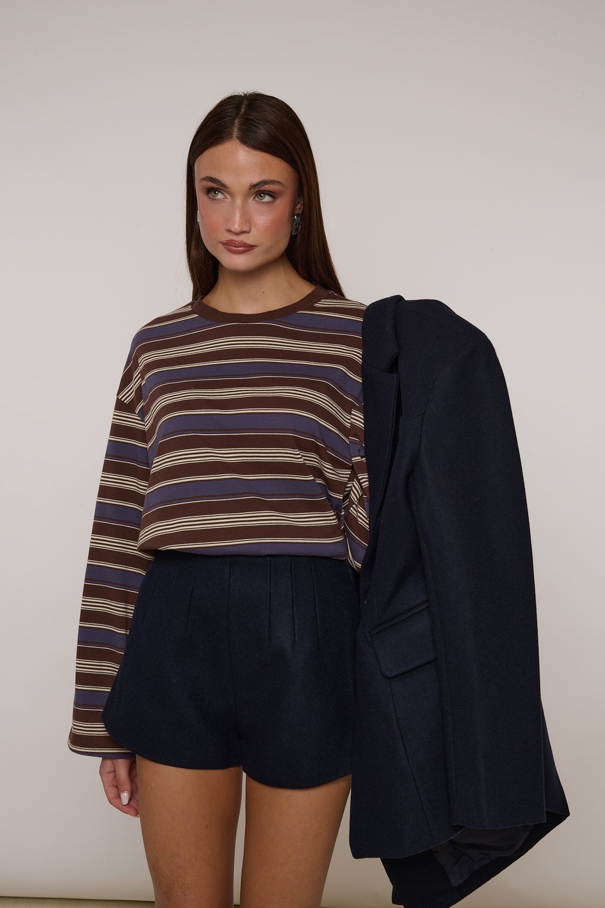 Maglia ‘55% COTONE’ Righe Cacao e Blu
