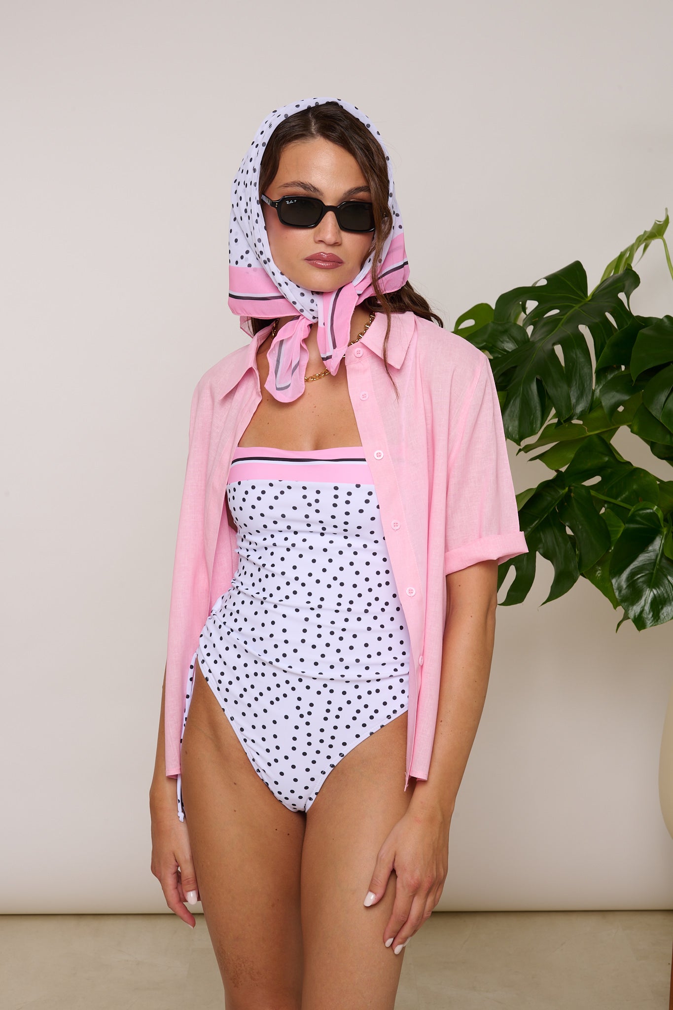 Costume ‘POIS’ + Bandana Bianco