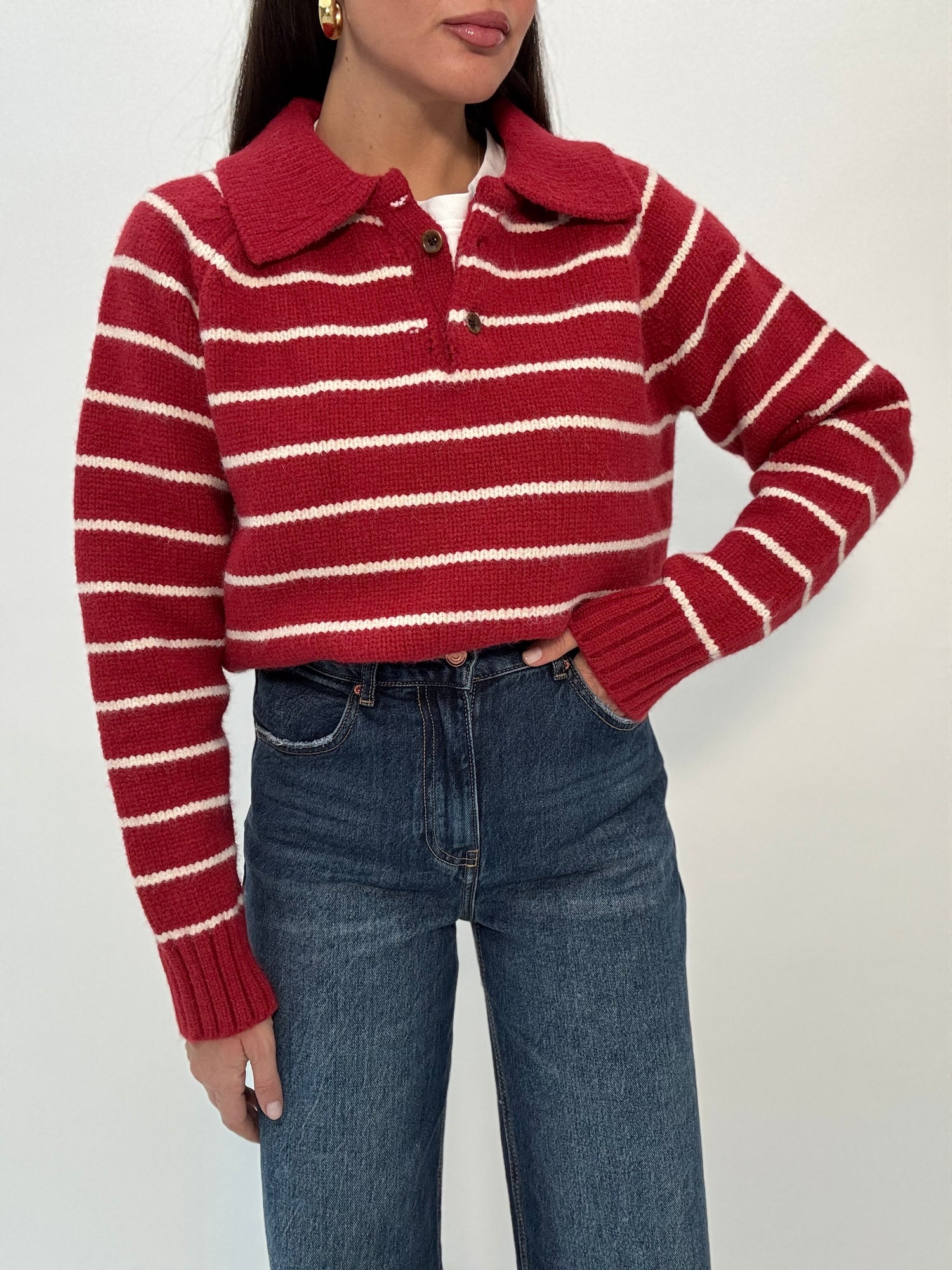 Maglione ‘RIGHE’ 3&33 Rosso