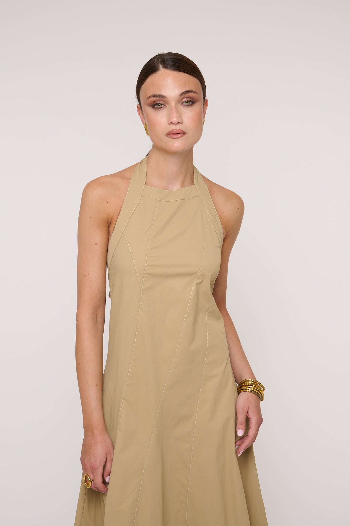 Abito ‘29% COTONE’ Con Cuciture Beige