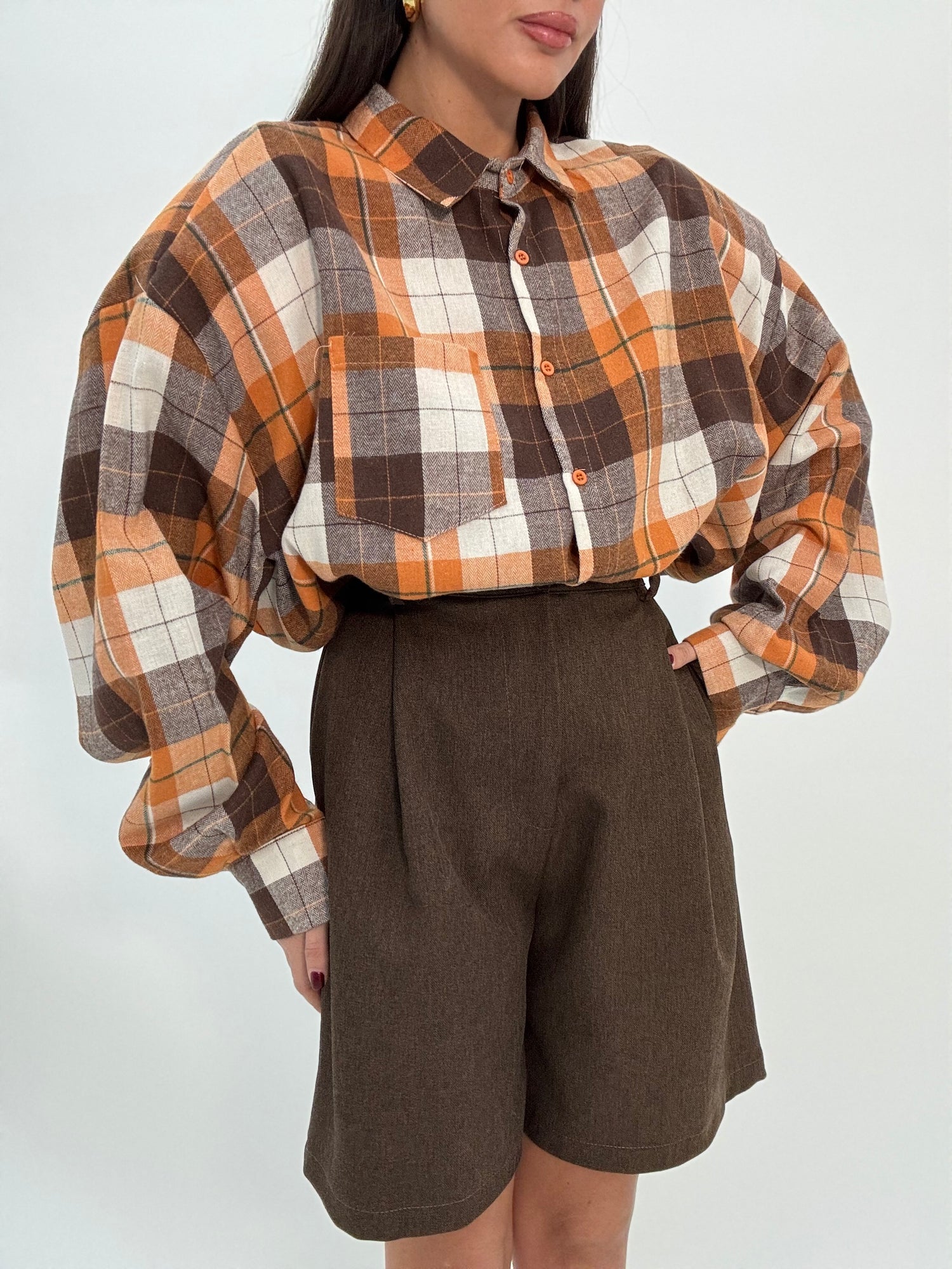 Camicia ‘QUADRI 65%COTONE’ Base Arancio