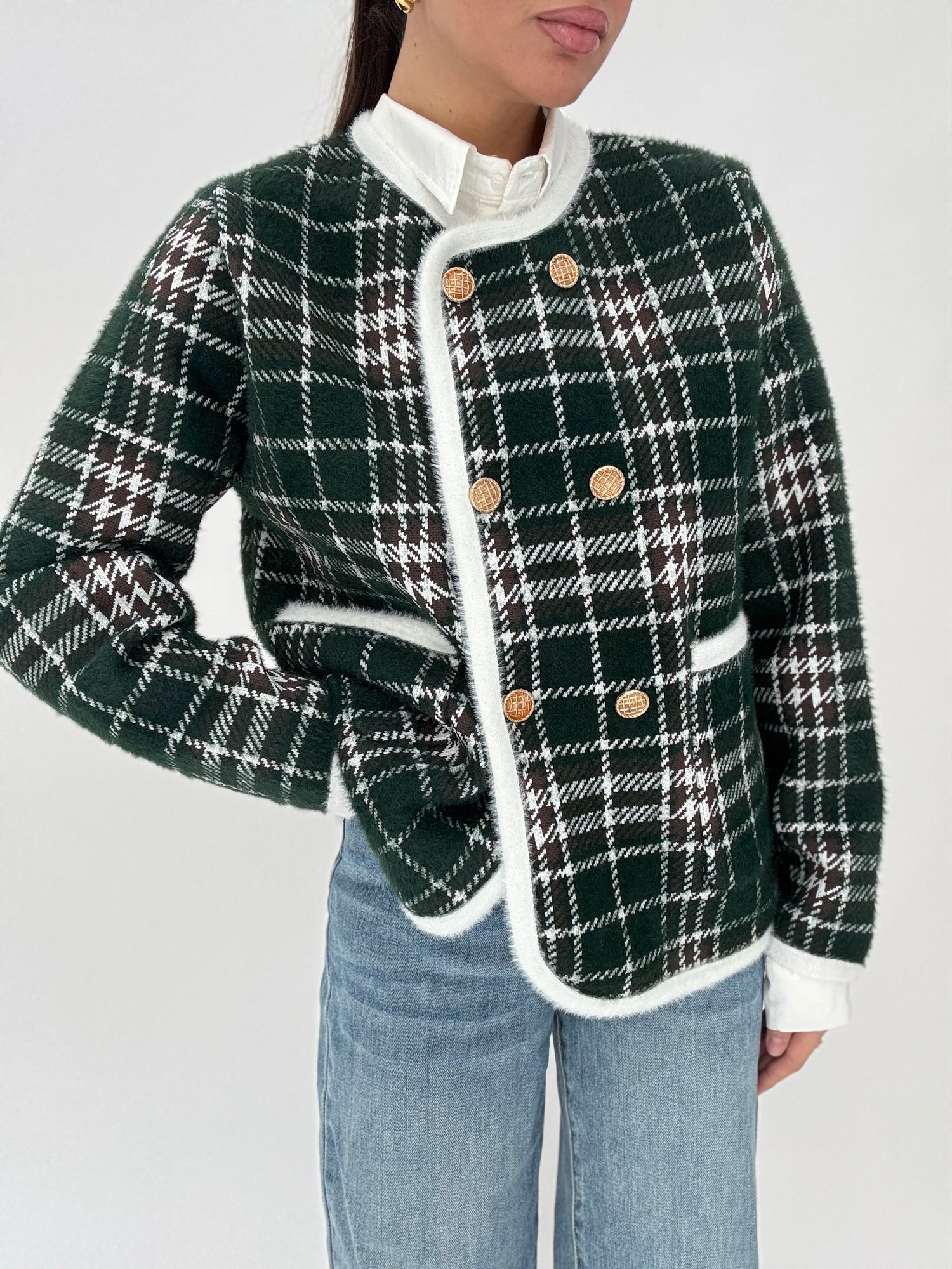 Cardigan ‘QUADRONI’ Base Verde