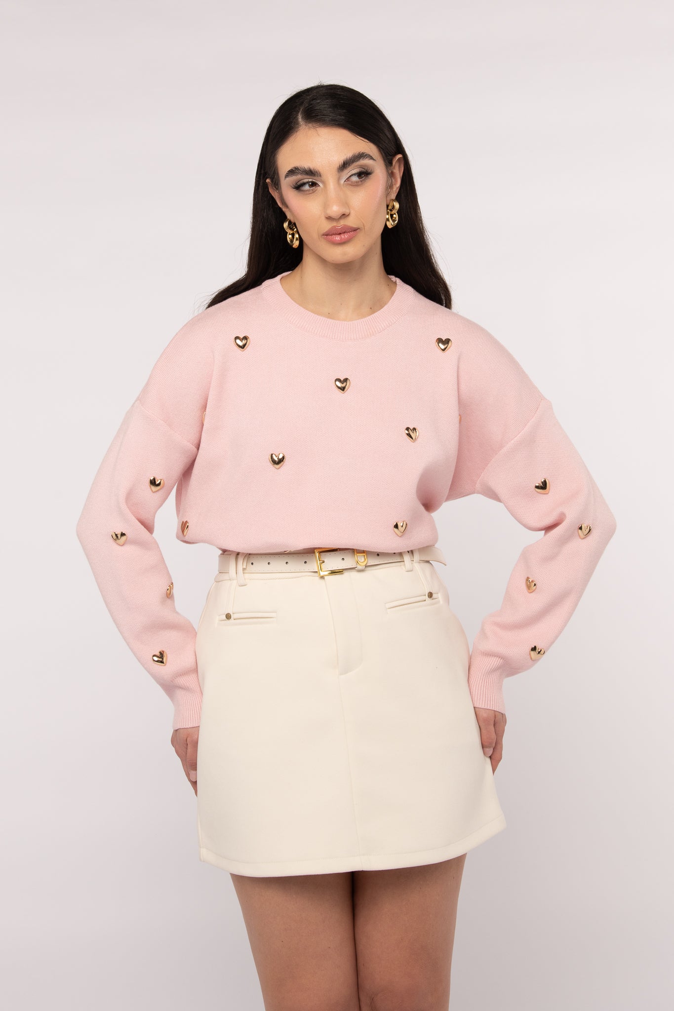 Maglione ‘CUORI ORO’ Rosa