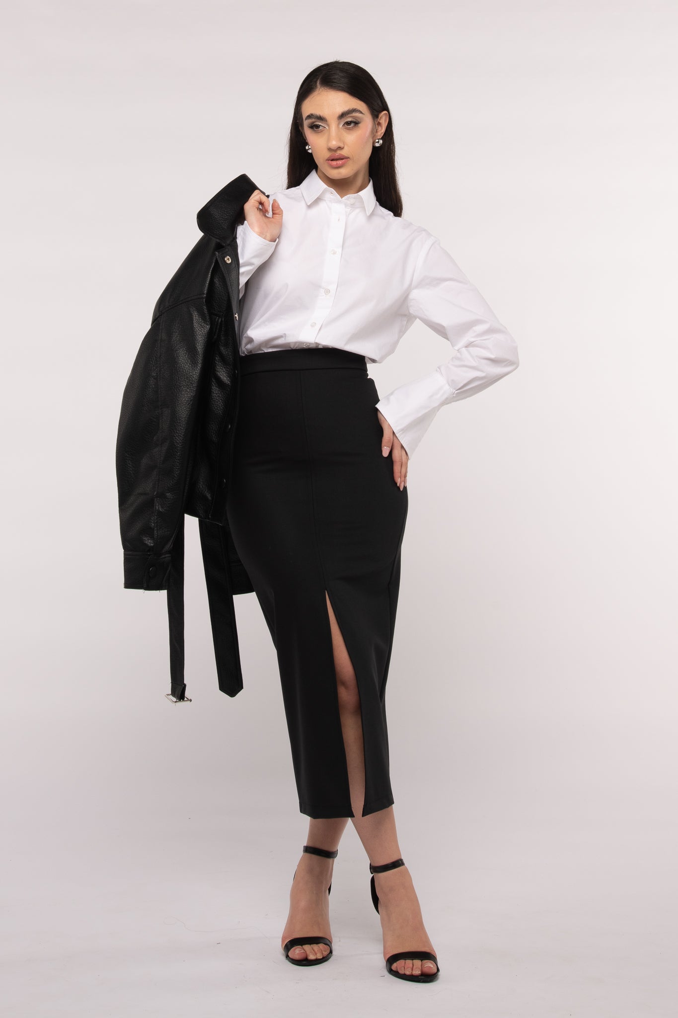 Gonna longuette ‘52% LANA 3&33’ Nera