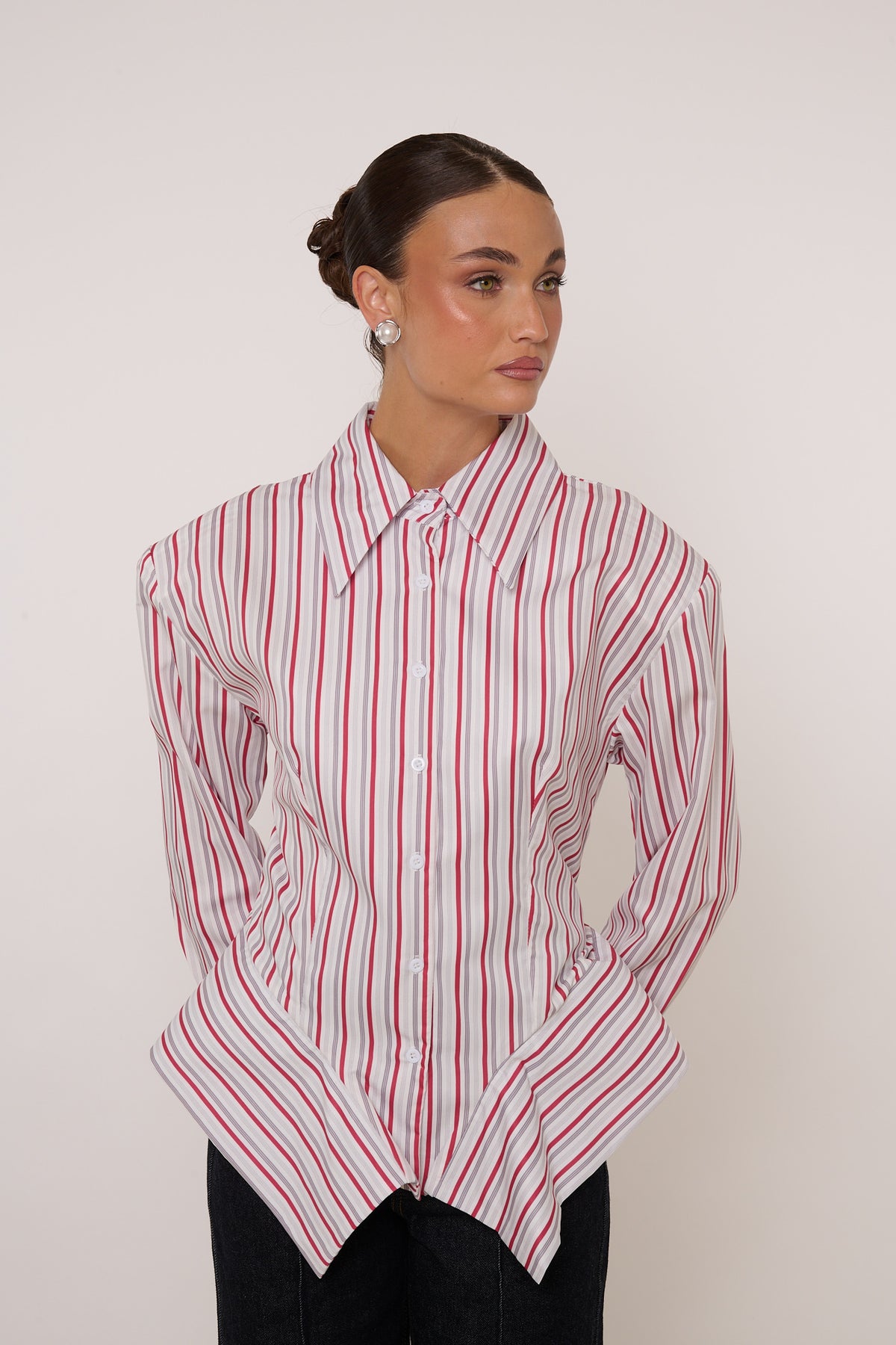 Camicia ‘ROUCHES’ a righe Rossa