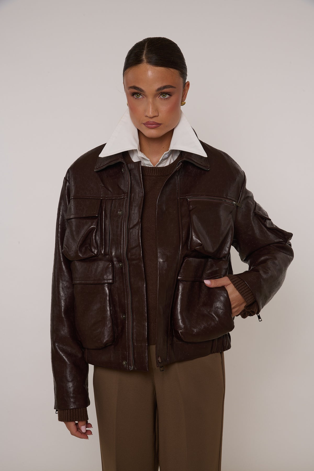 Bomber ‘TASCONI’ By Lumina Ecopelle Cacao