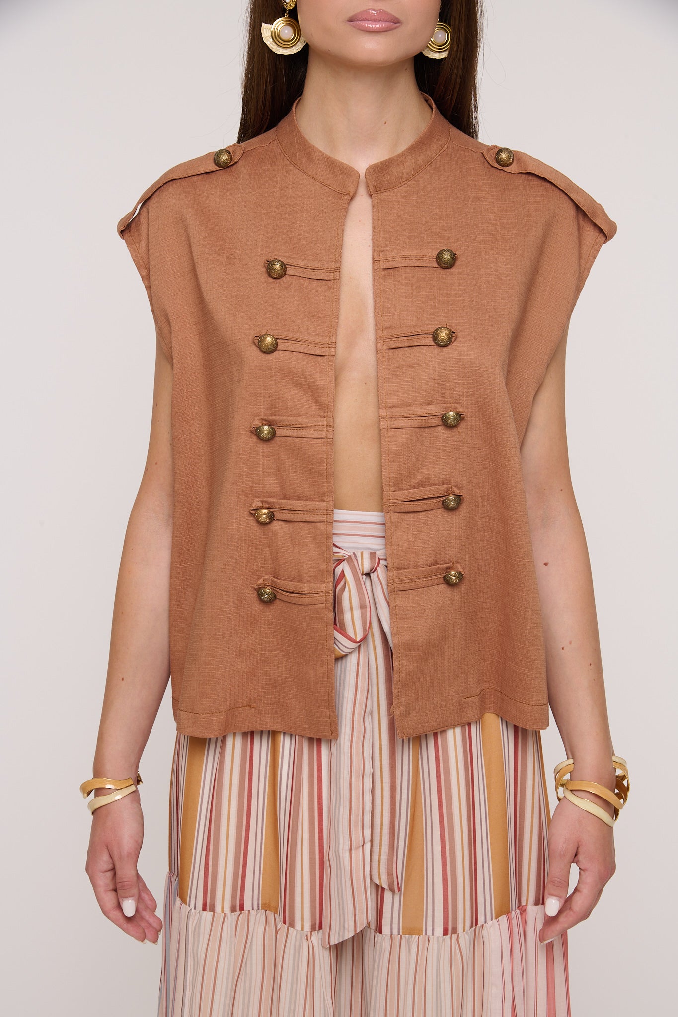 Gilet ‘13% LINO’ Alamari Camel