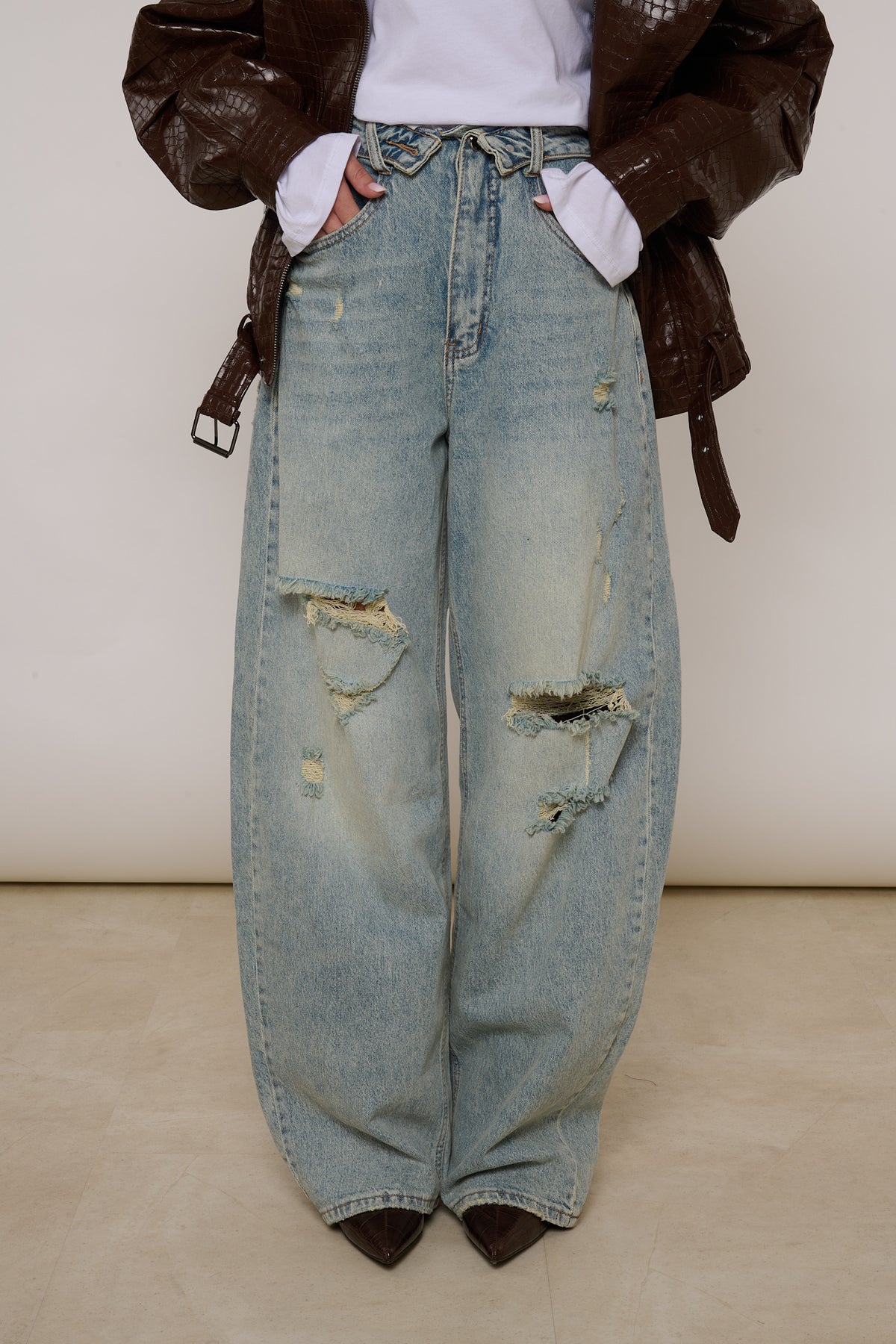 Jeans ‘GIROVITA RISVOLTATO E STRAPPI’ Denim Chiaro