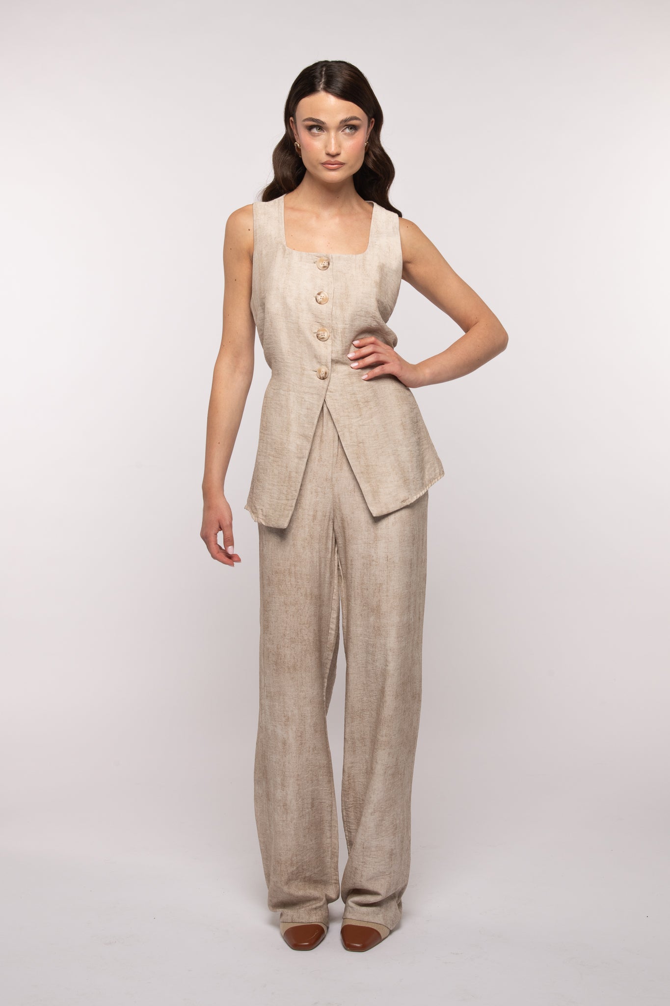 Coordinato ‘SIMIL LINO’ gilet+pantalone Beige