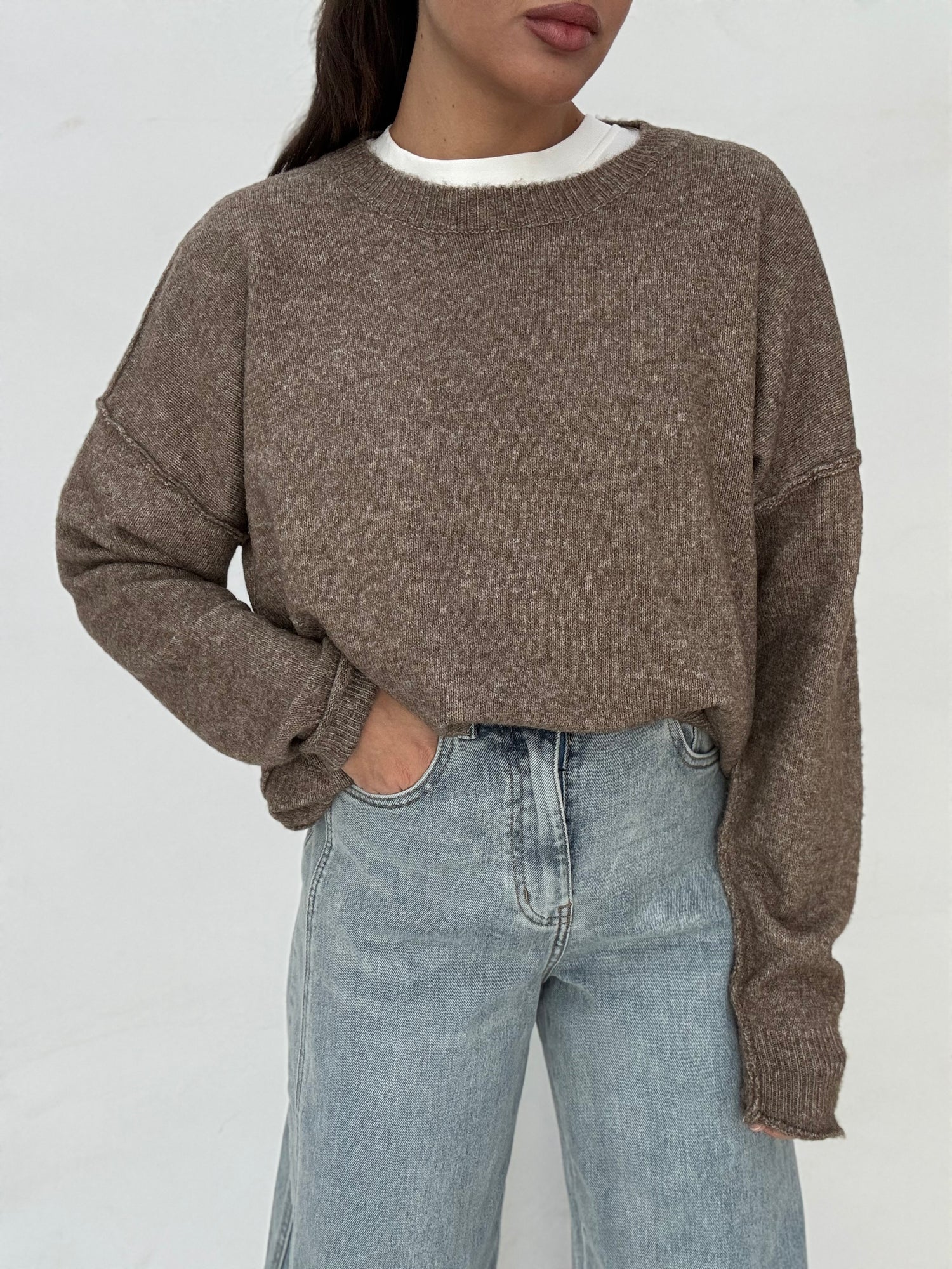 Maglione ‘BASIC CUCITURE INVERSE’ Cacao Chiaro