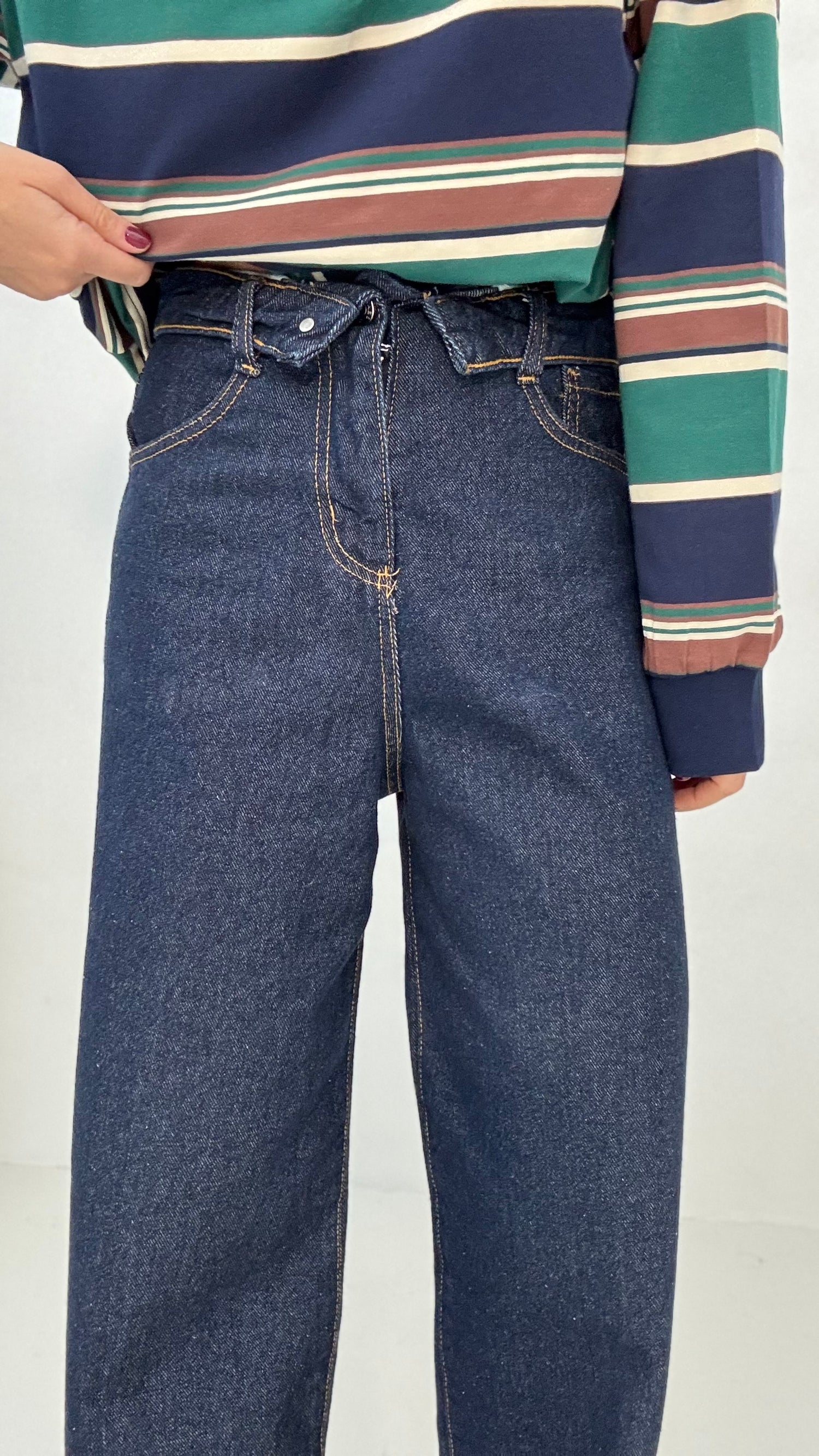 Jeans ‘D68 100%COTONE’ Risvolto Denim Scuro