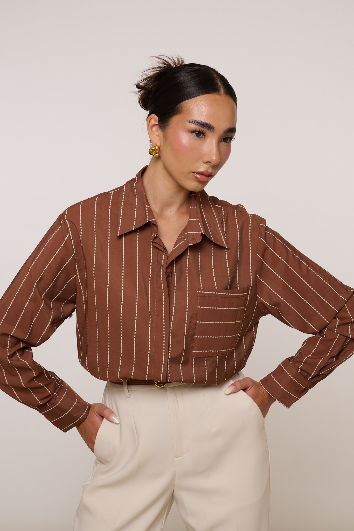 Camicia ‘RIGHE’ Camel