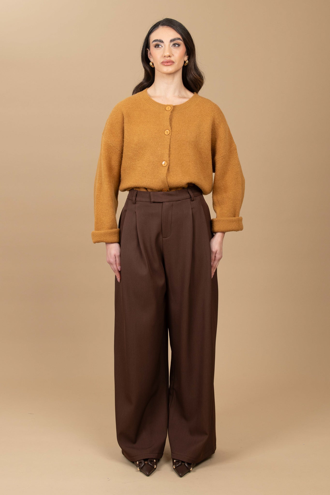 Cardigan ‘BASIC CON BOTTONI’ Senape