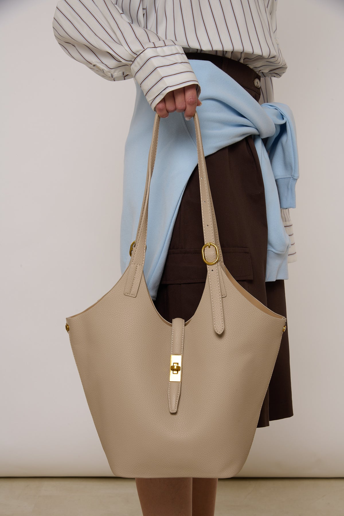 Borsa ‘MAXI OVALE’ Ecopelle Beige