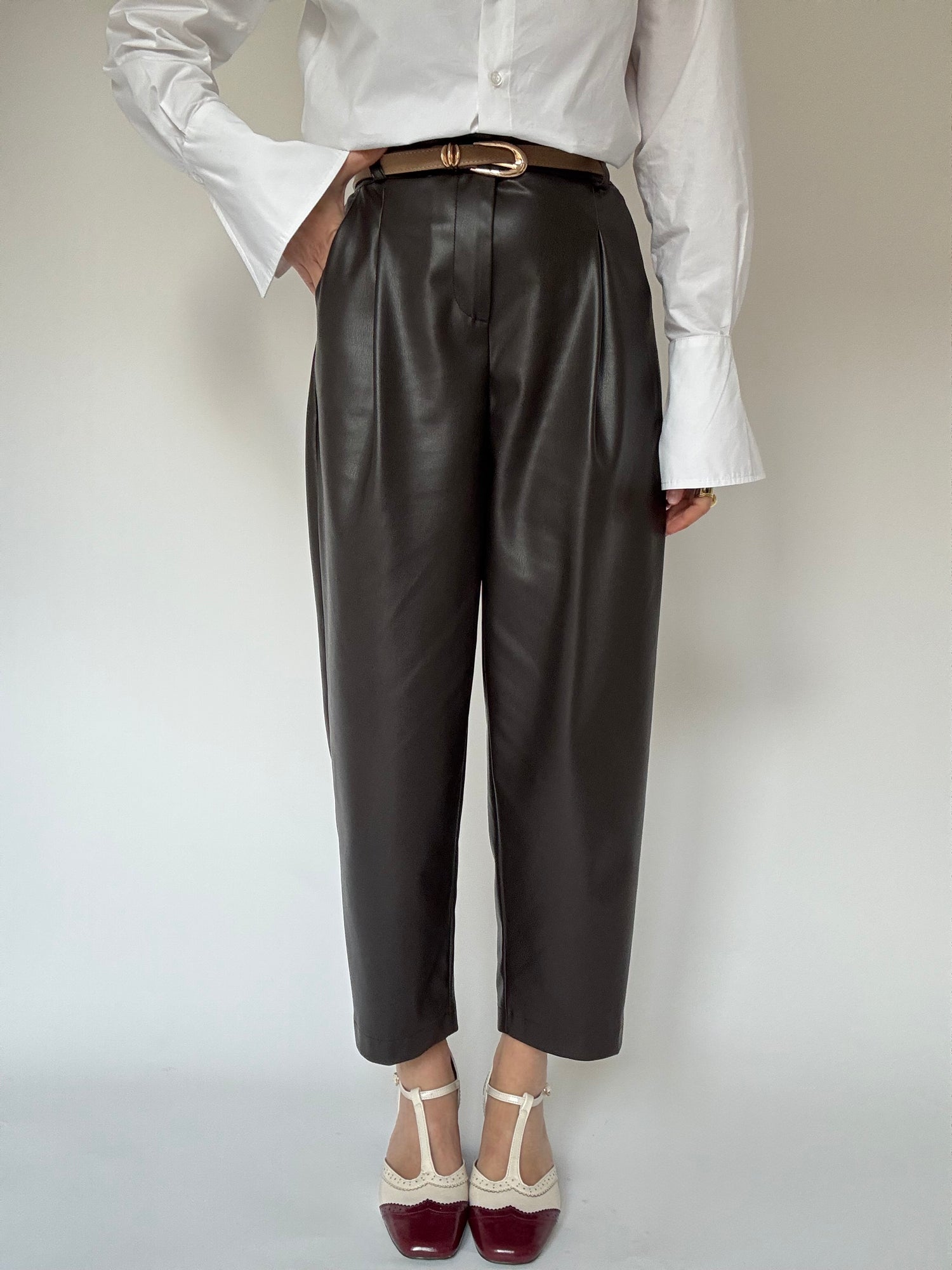 Pantalone ecopelle ‘3&33’ Cacao