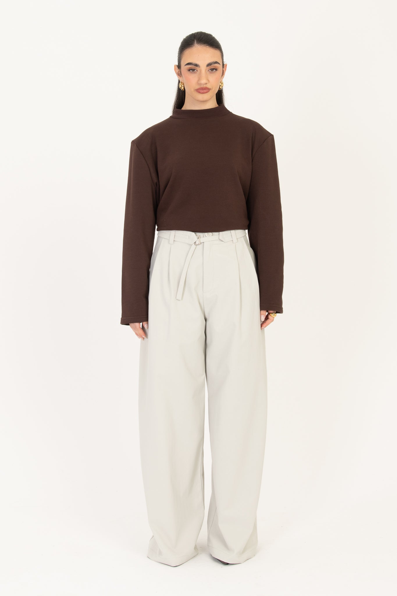 Pantalone ‘PALAZZO CON CINTURA’ Ghiaccio