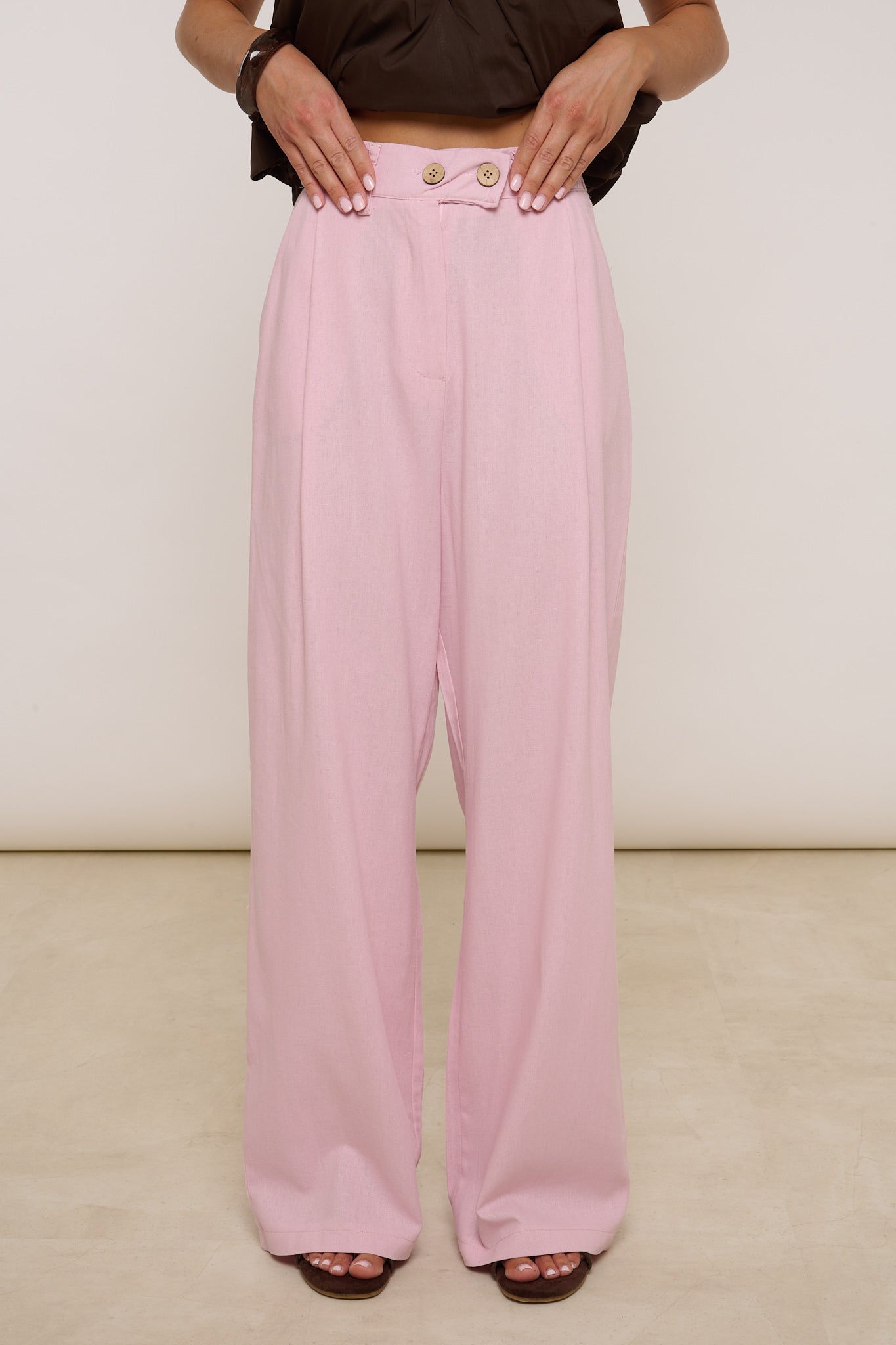 Pantalone ‘DOPPIO BOTTONE’ 55% Lino Rosa