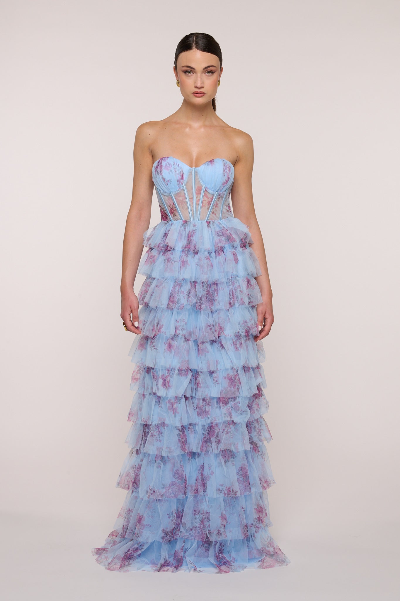 Abito ‘CHARLOTTE’ con Balze Azzurro