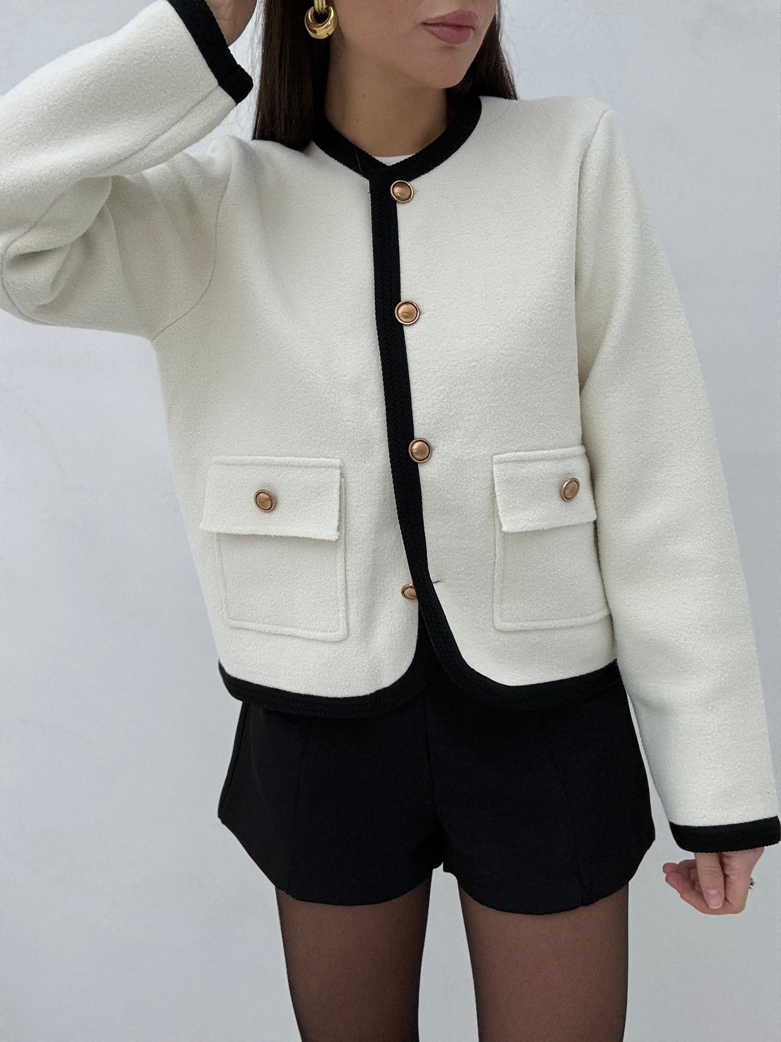 Cardigan ‘OLD MONEY 2.0’ bottoni oro Bianco