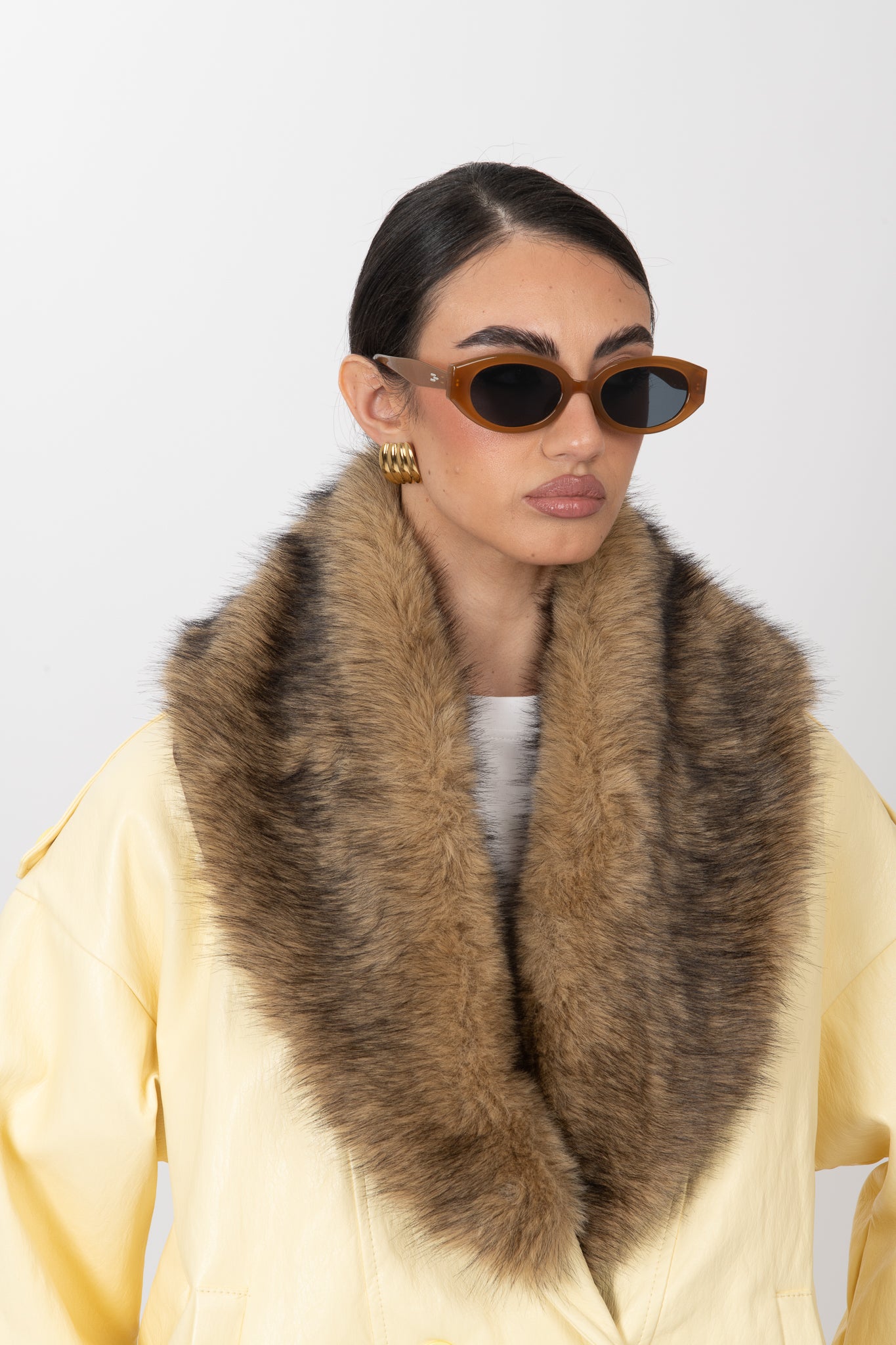 Bomber ecopelle ‘COLLO ECO-PELLICCIA’ Giallo