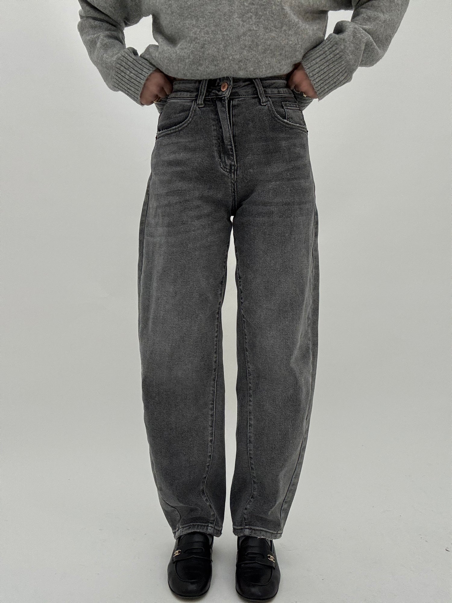 Jeans ‘BARREL 95% COTONE’ con cuciture Grigio