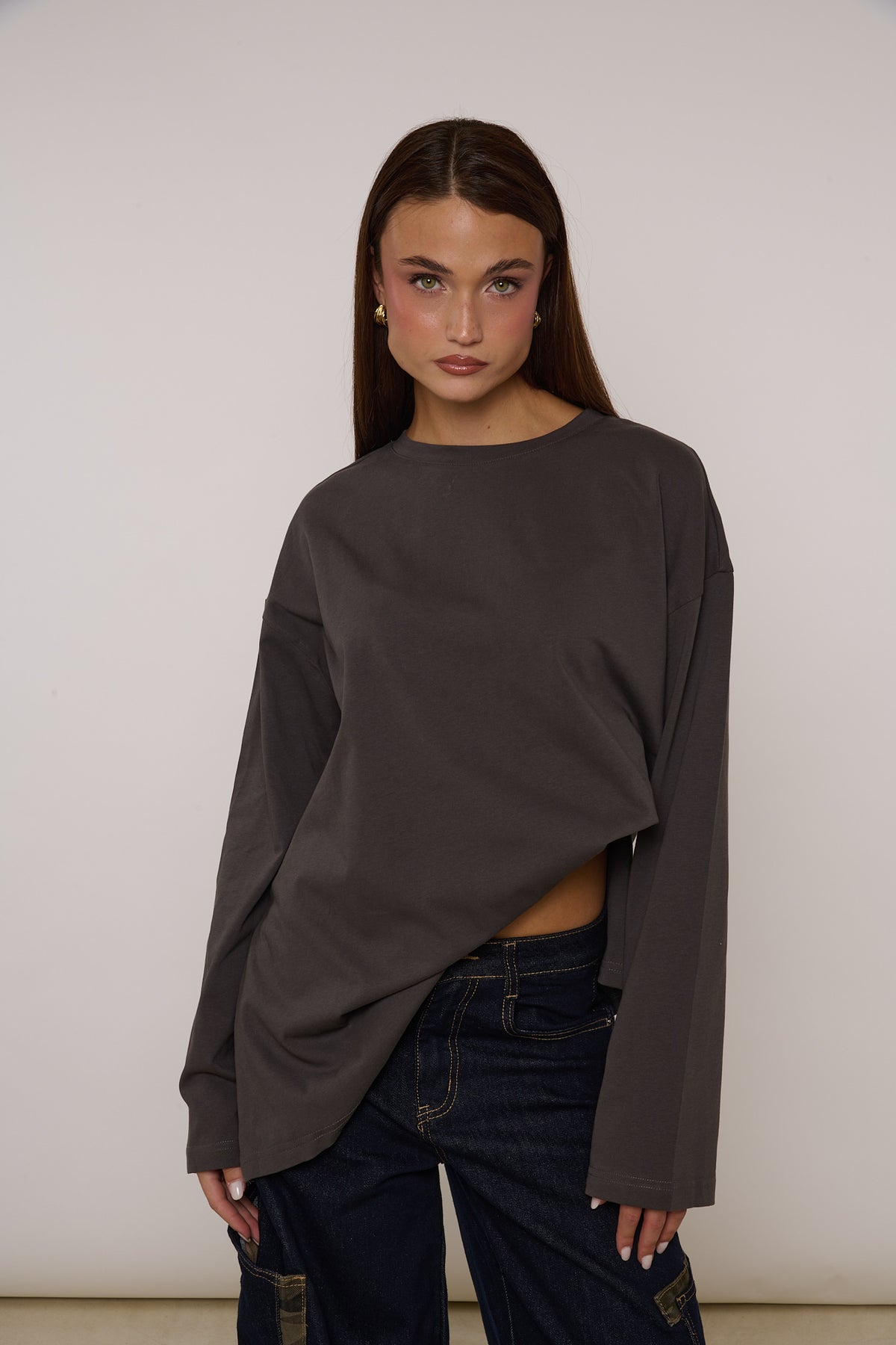 Maglia ‘SPACCO LATERALE’ 100%COTONE Grigia