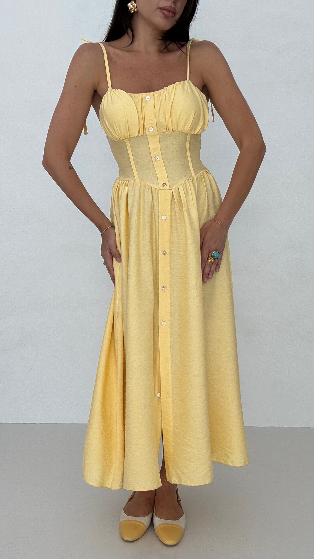 Abito ‘PUSH UP’ con laccetti Giallo