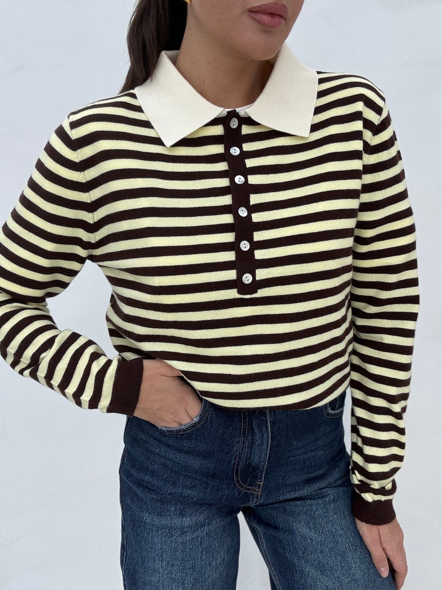 Maglia/Polo ‘MINI RIGHE’ Giallo e Cacao