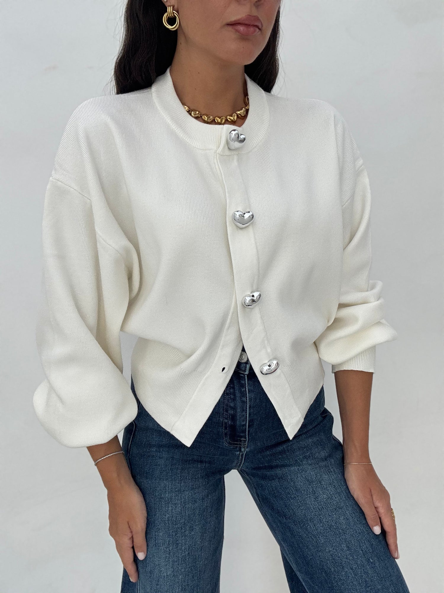 Cardigan ‘CUORI’ Bianco