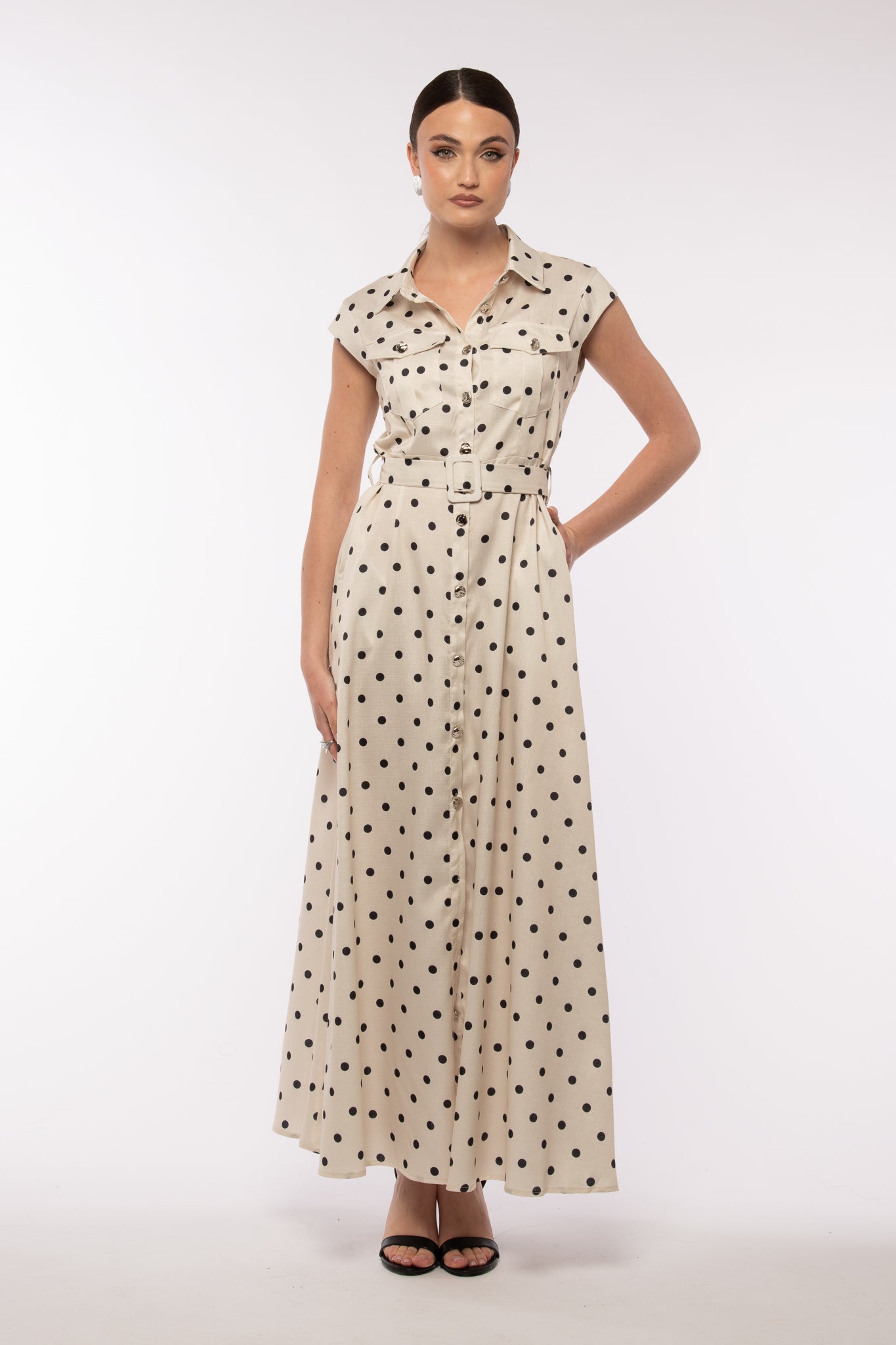 Abito ‘POIS’ con cintura Panna