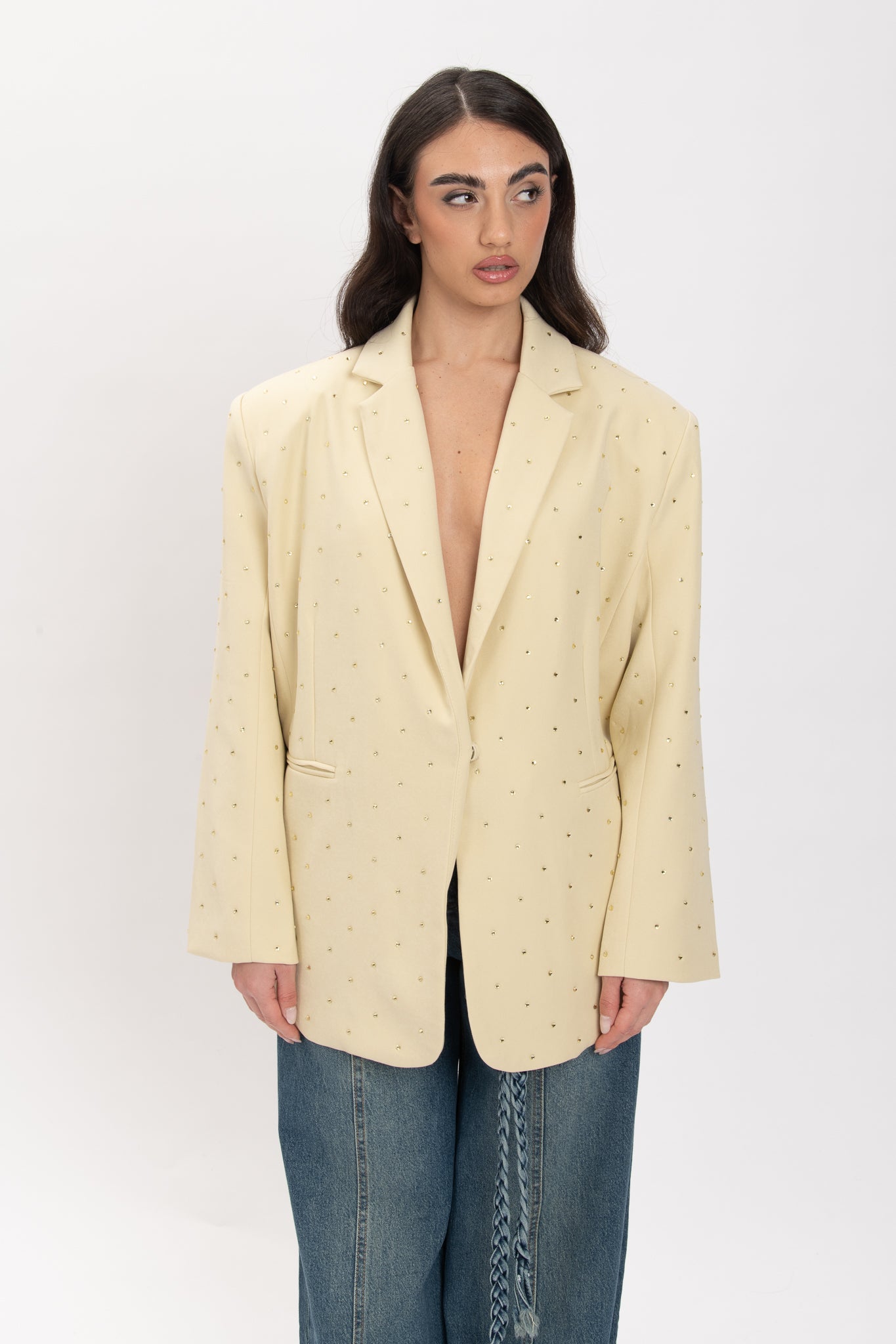 Blazer Giallo Burro con Strass