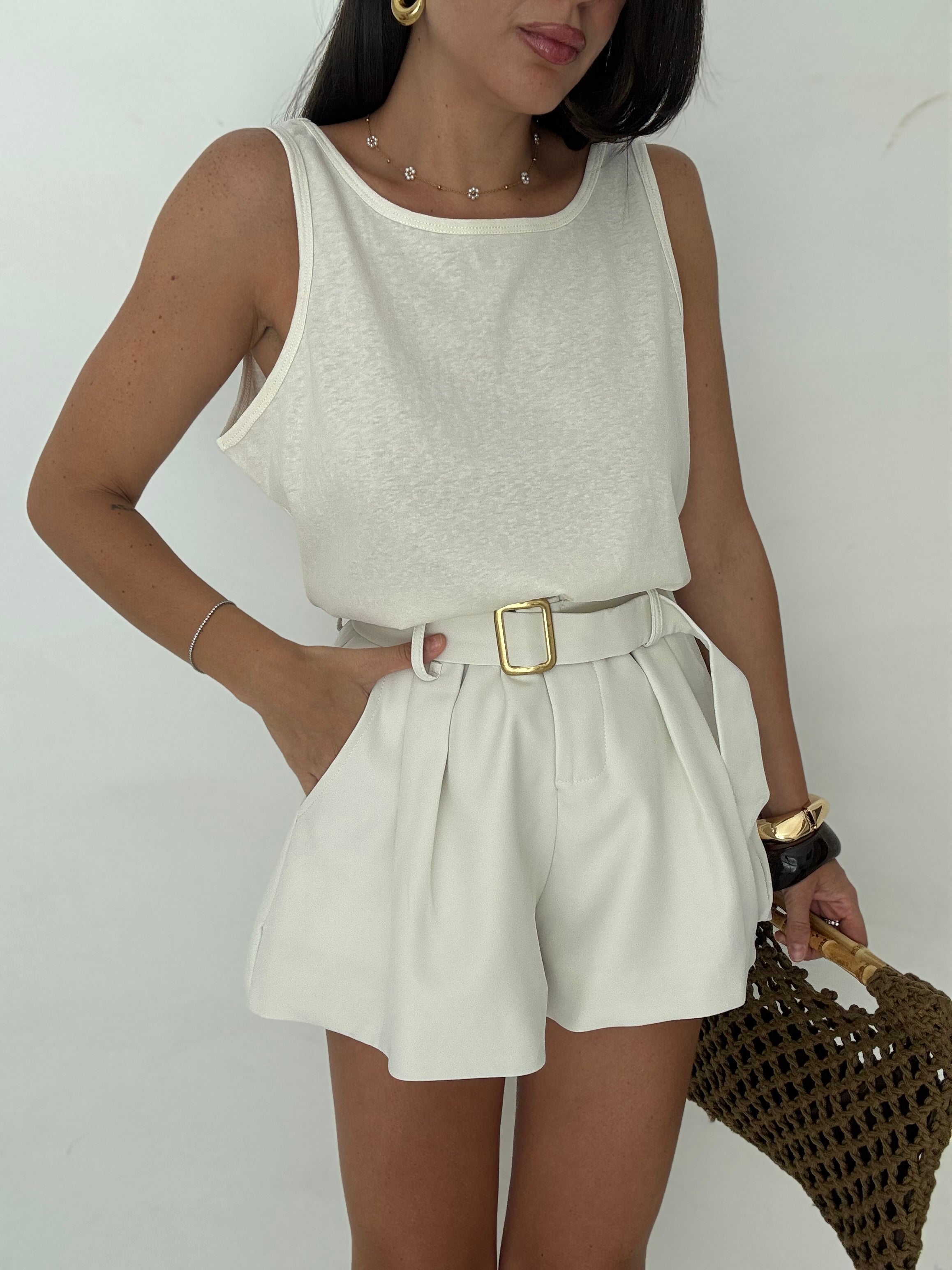 Pantaloncino ‘3&amp;33 COLLECTION’ Panna