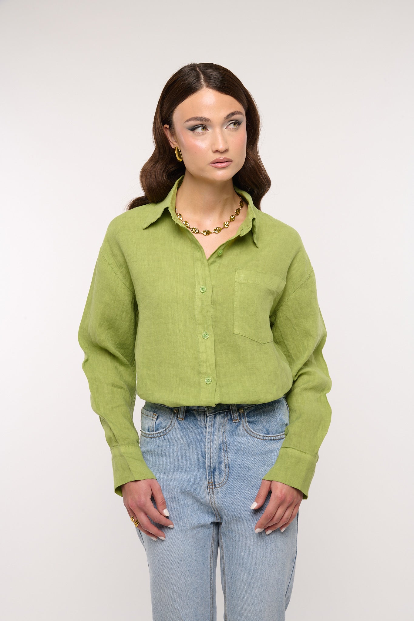 Camicia ‘100% LINO’ Verde