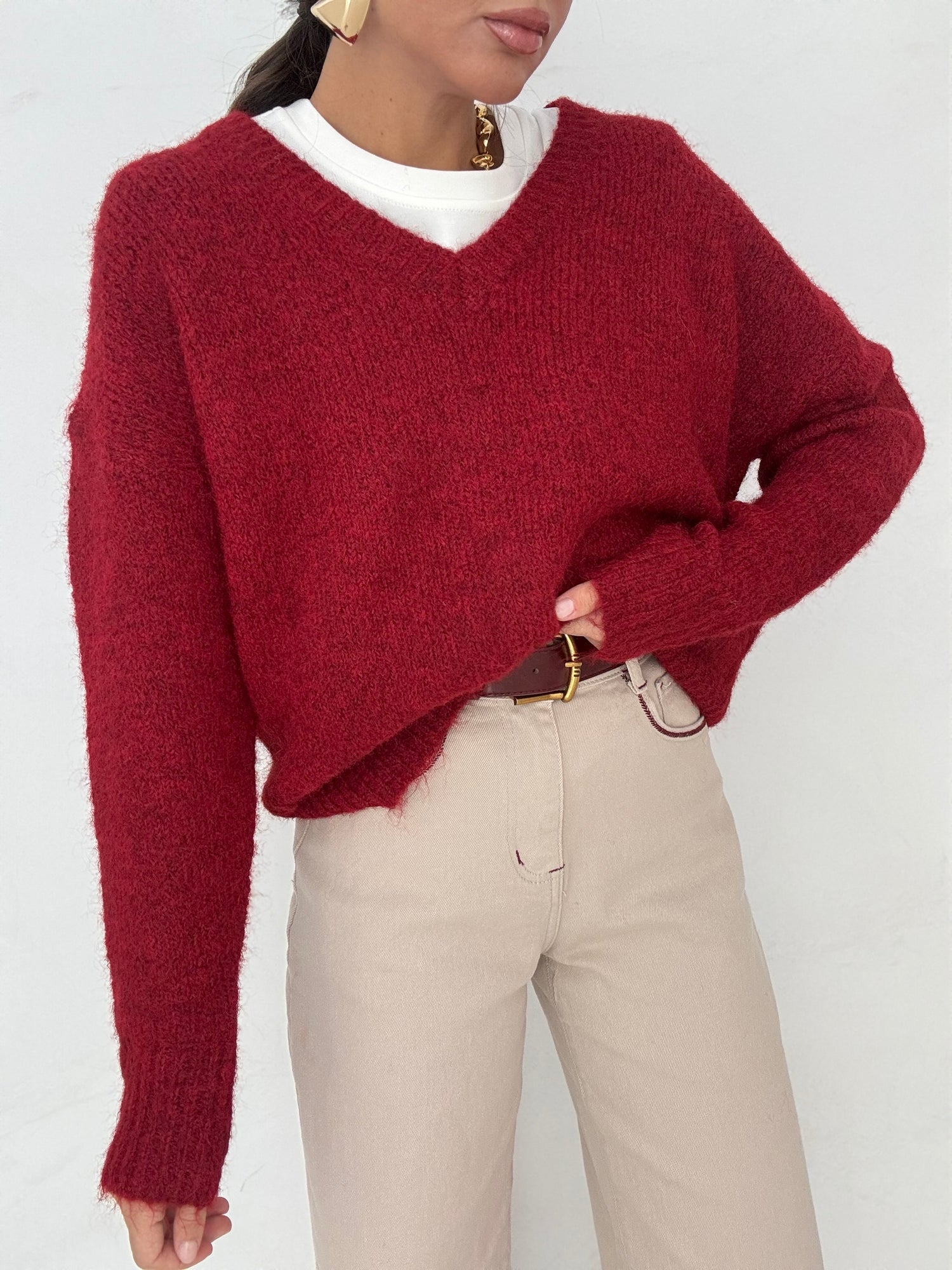 Maglione ‘SCOLLO A V’ Bordeaux
