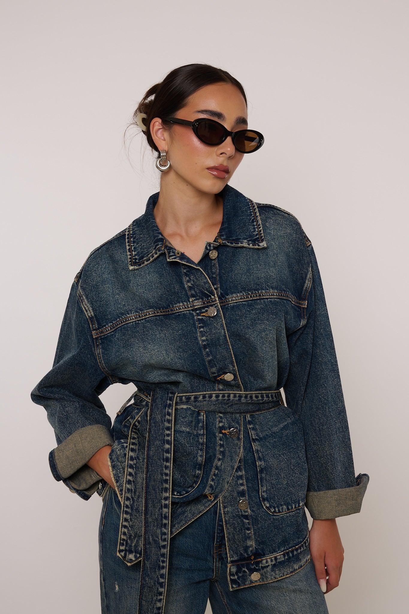 Coordinato ‘TASCONI’ Denim Scuro Sabbiato
