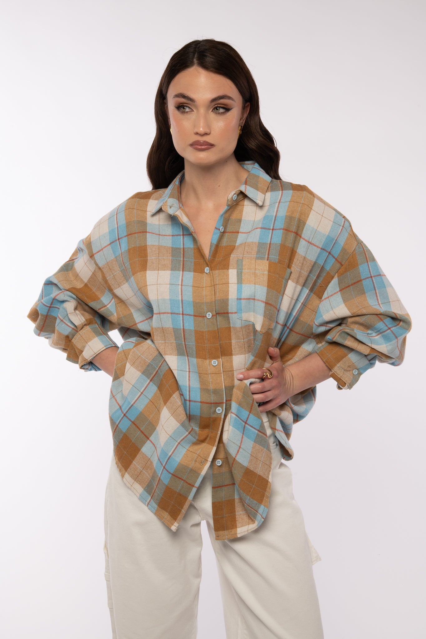 Camicia ‘QUADRI 65%COTONE’ Base Azzurra