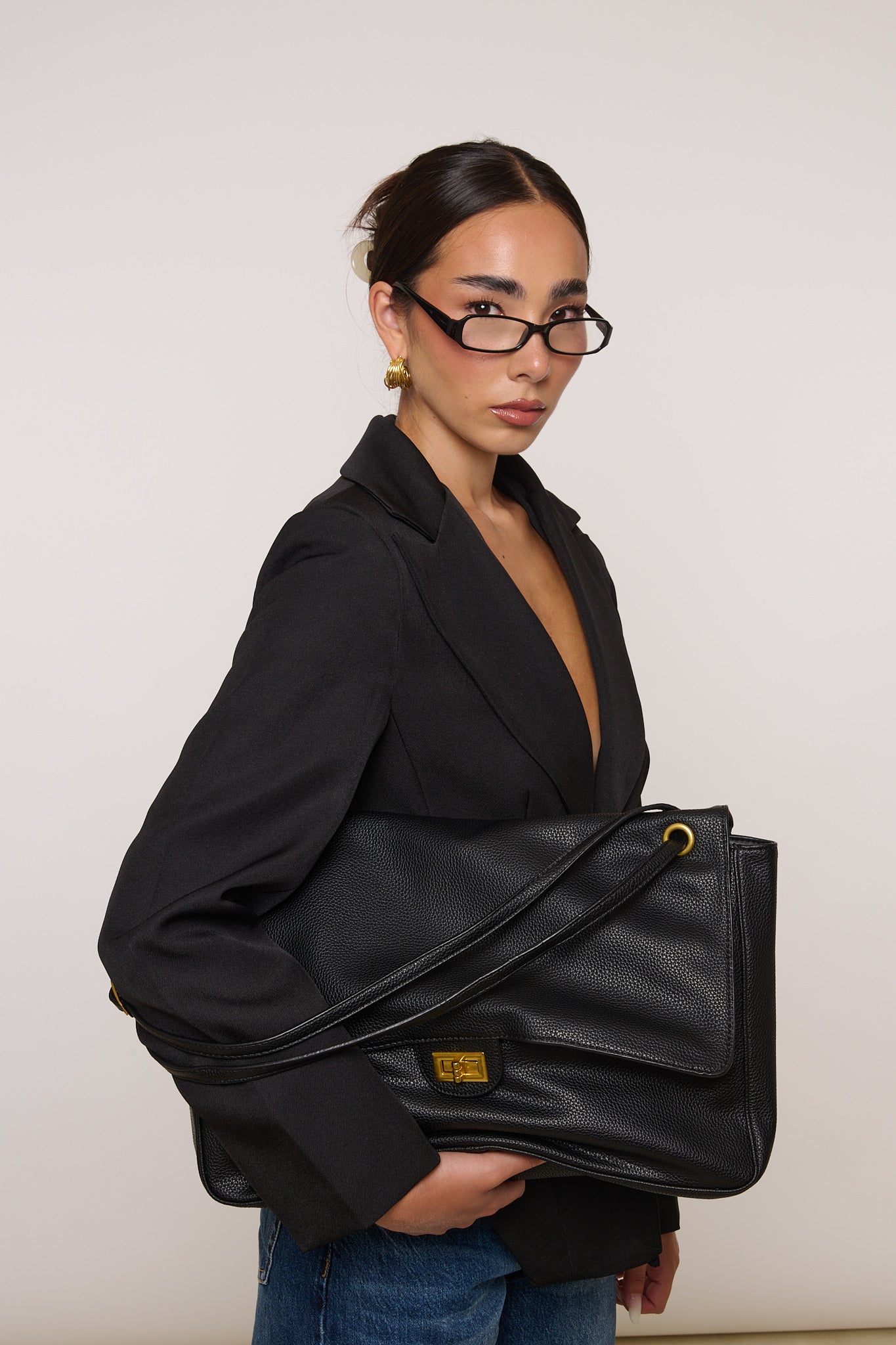 Borsa ‘MAXI’ in ecopelle Nera