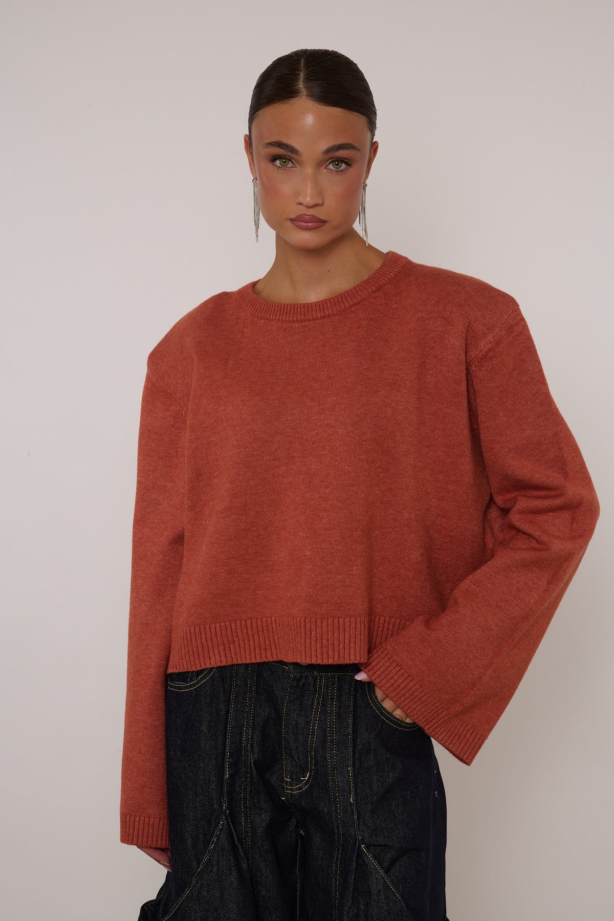 Maglione ‘MAXI SPALLINA’ girocollo Rame