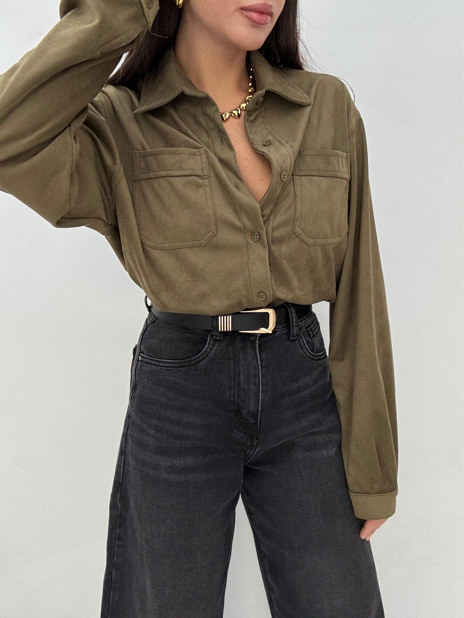 Camicia ‘SUEDE’ 3&33 Verde Oliva