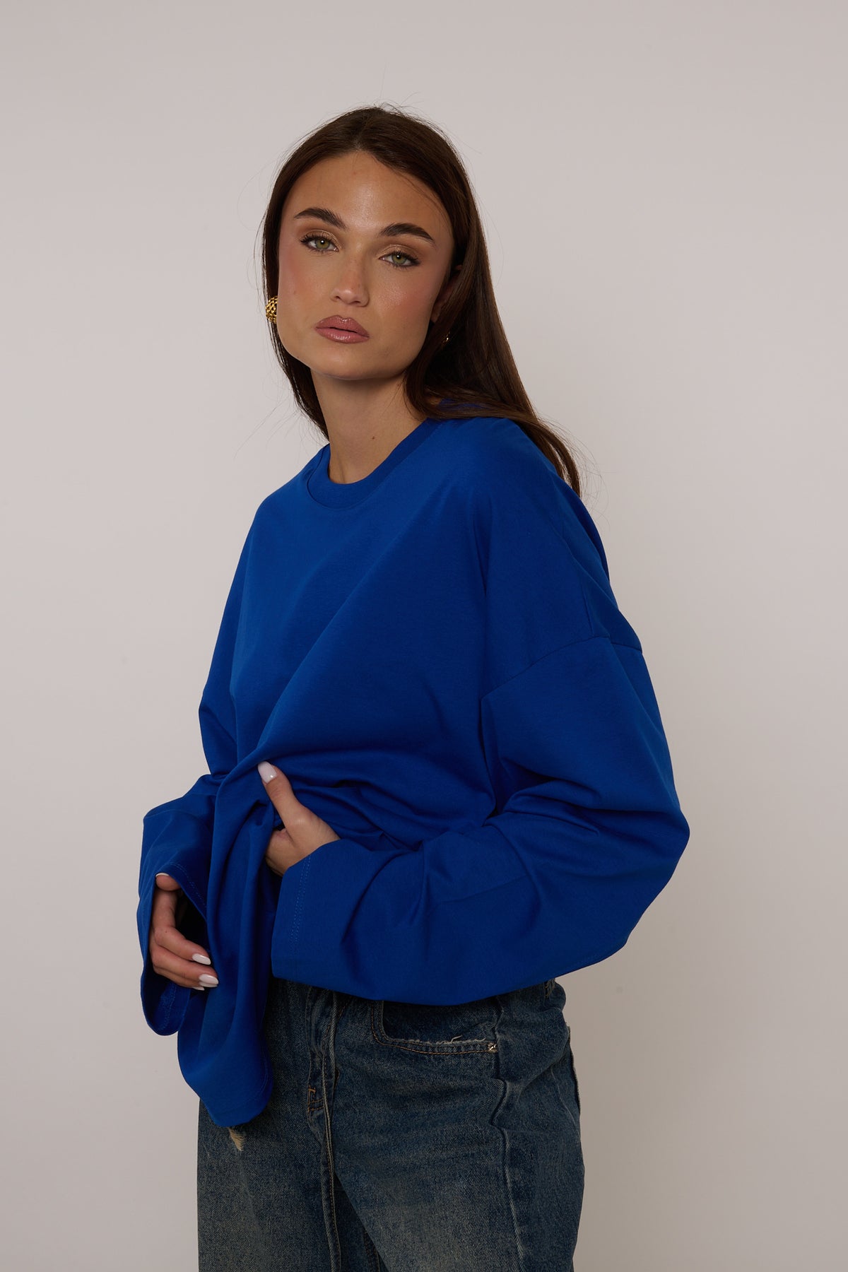 Maglia ‘OVERSIZE’ 100% COTONE By Lumina Blu Elettrico