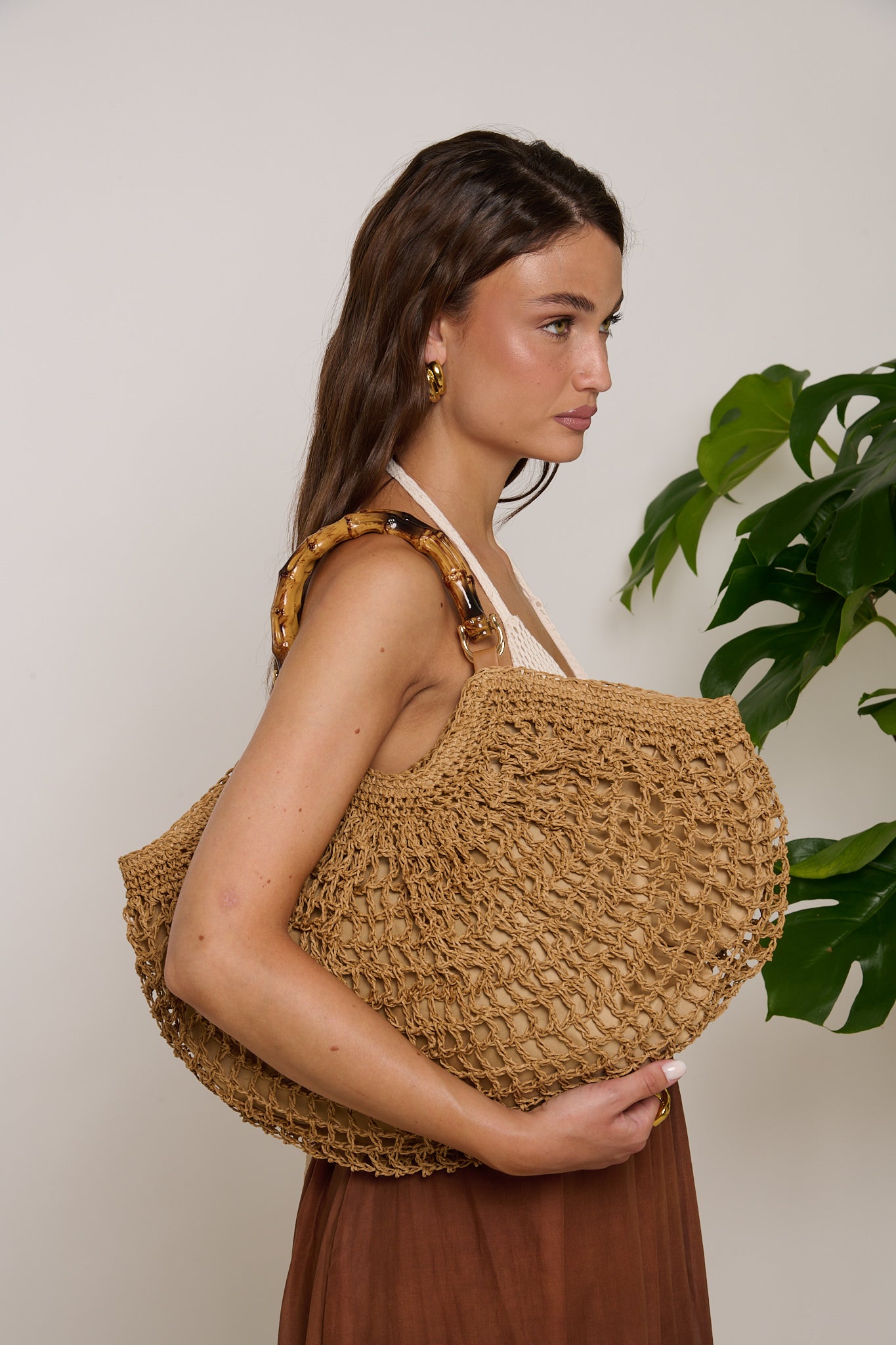 Borsa ‘MANICO IN LEGNO’ Beige