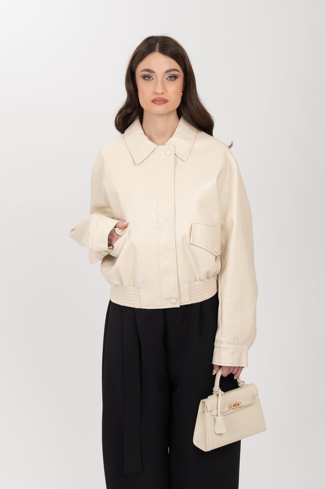 Chiodo/Bomber ‘ECOPELLE BY LUMINA’ Panna