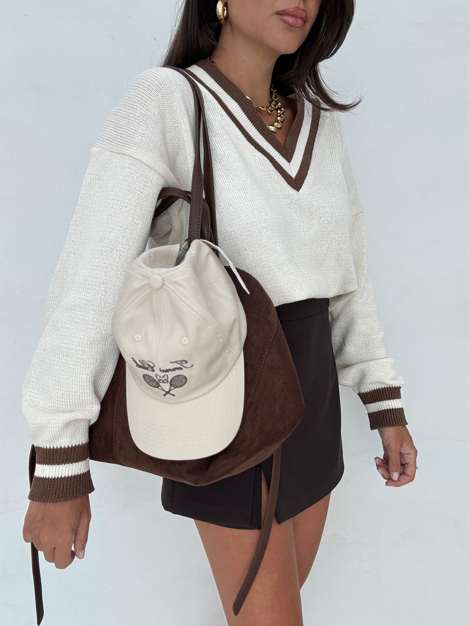 Maglione ‘100% COTONE’ 3&33 Panna righe Cacao