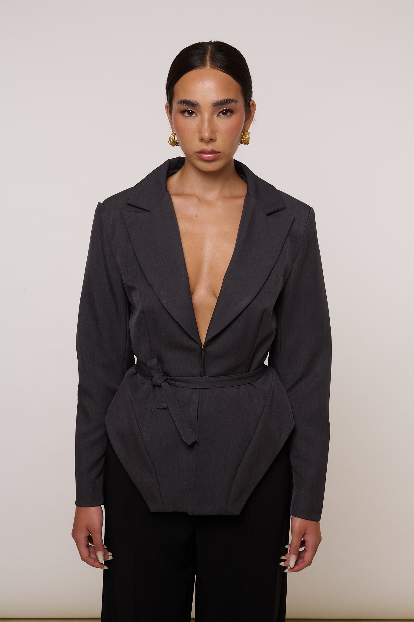 Blazer ‘CINTURINO E GANCETTI’ Grigio