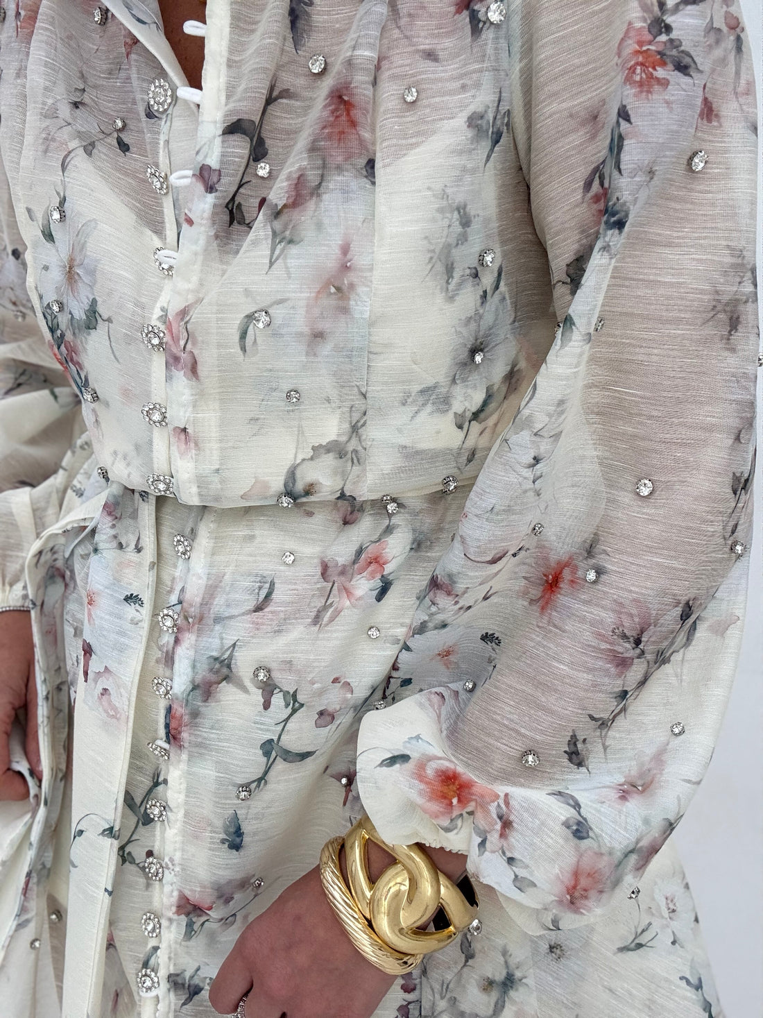 Abito ‘FLOWER’ con strass e cintura