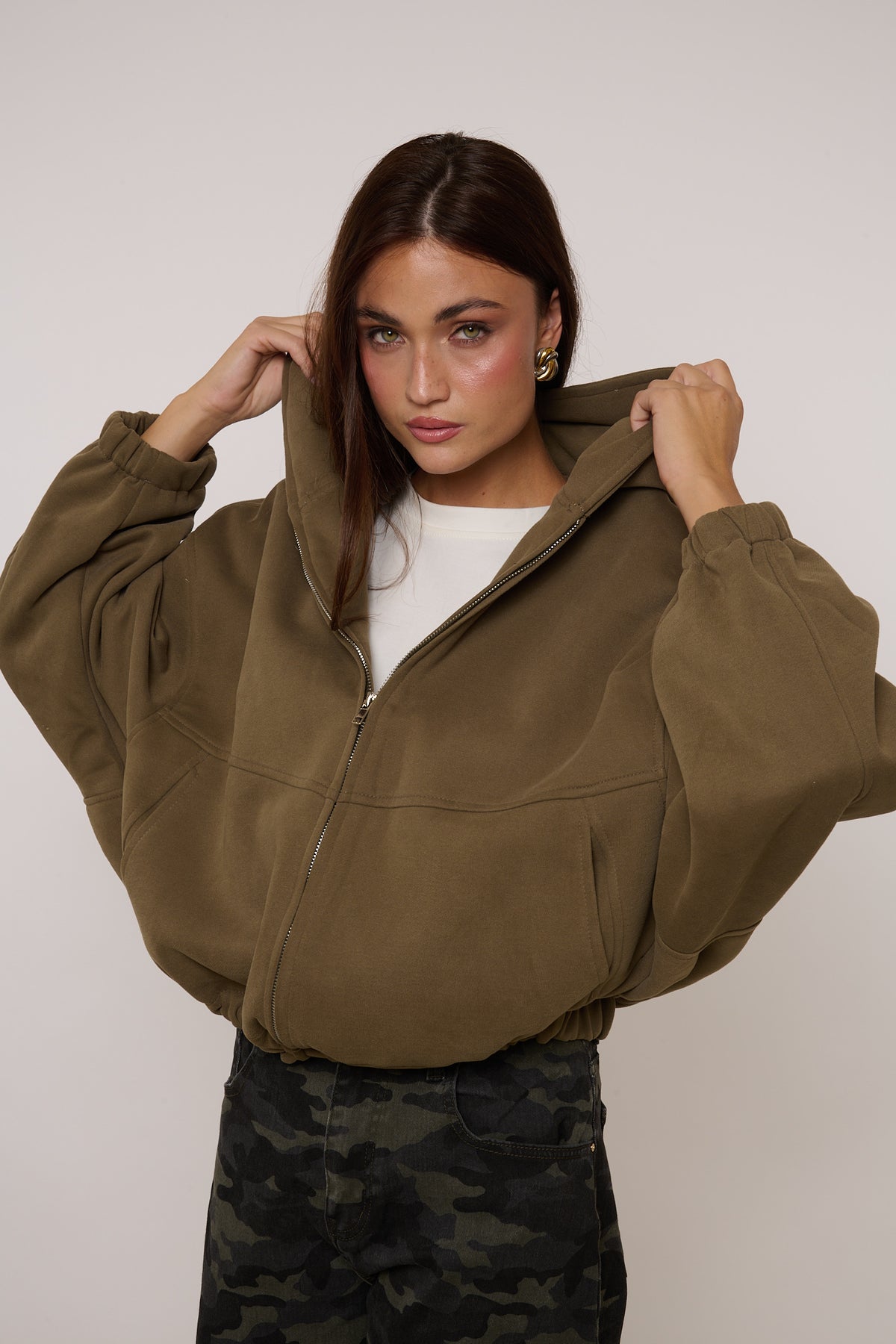 Felpa con ‘ZIP’ Verde Militare