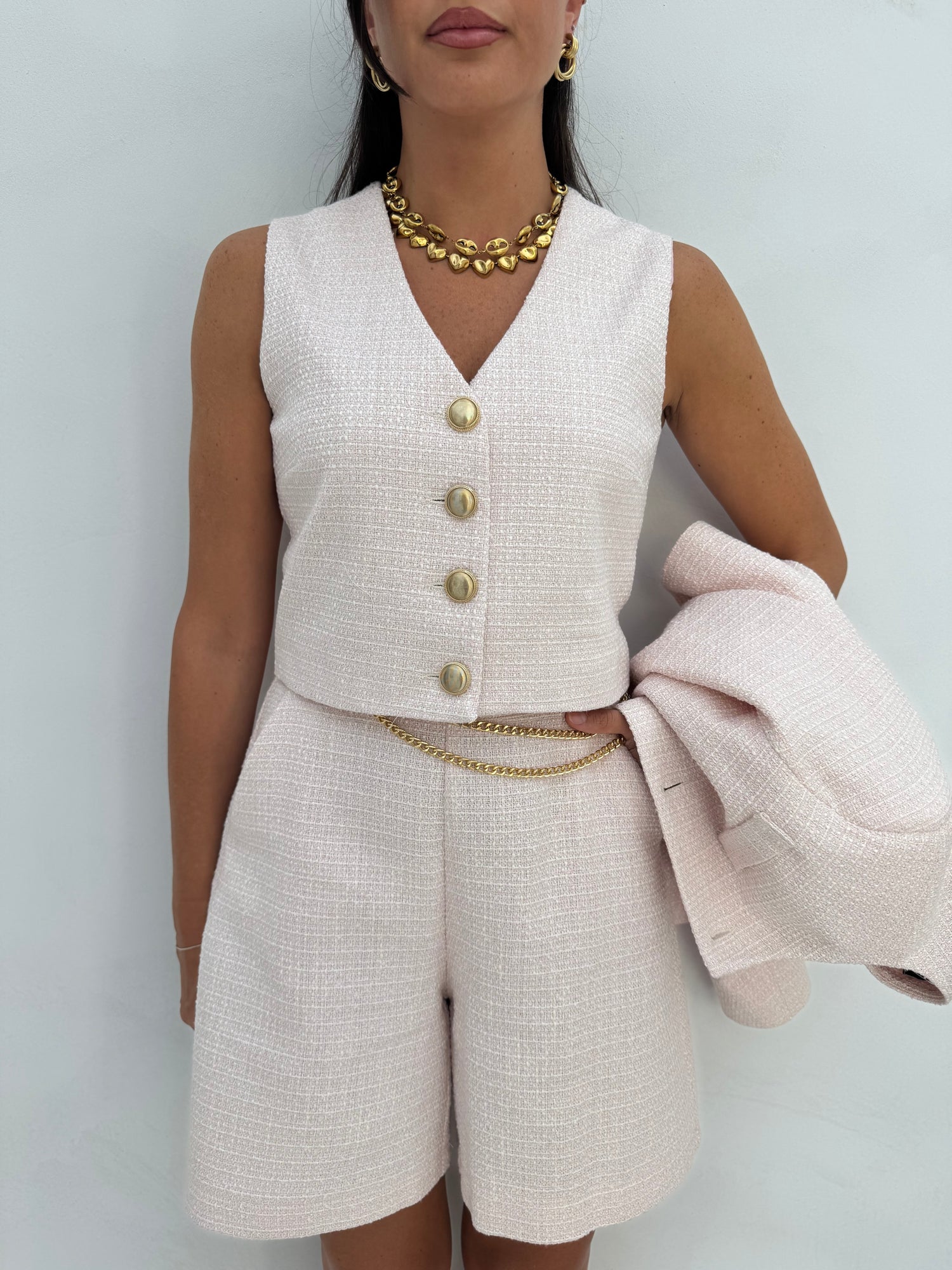 Gilet ‘TWEED’ 3&33’ Rosa